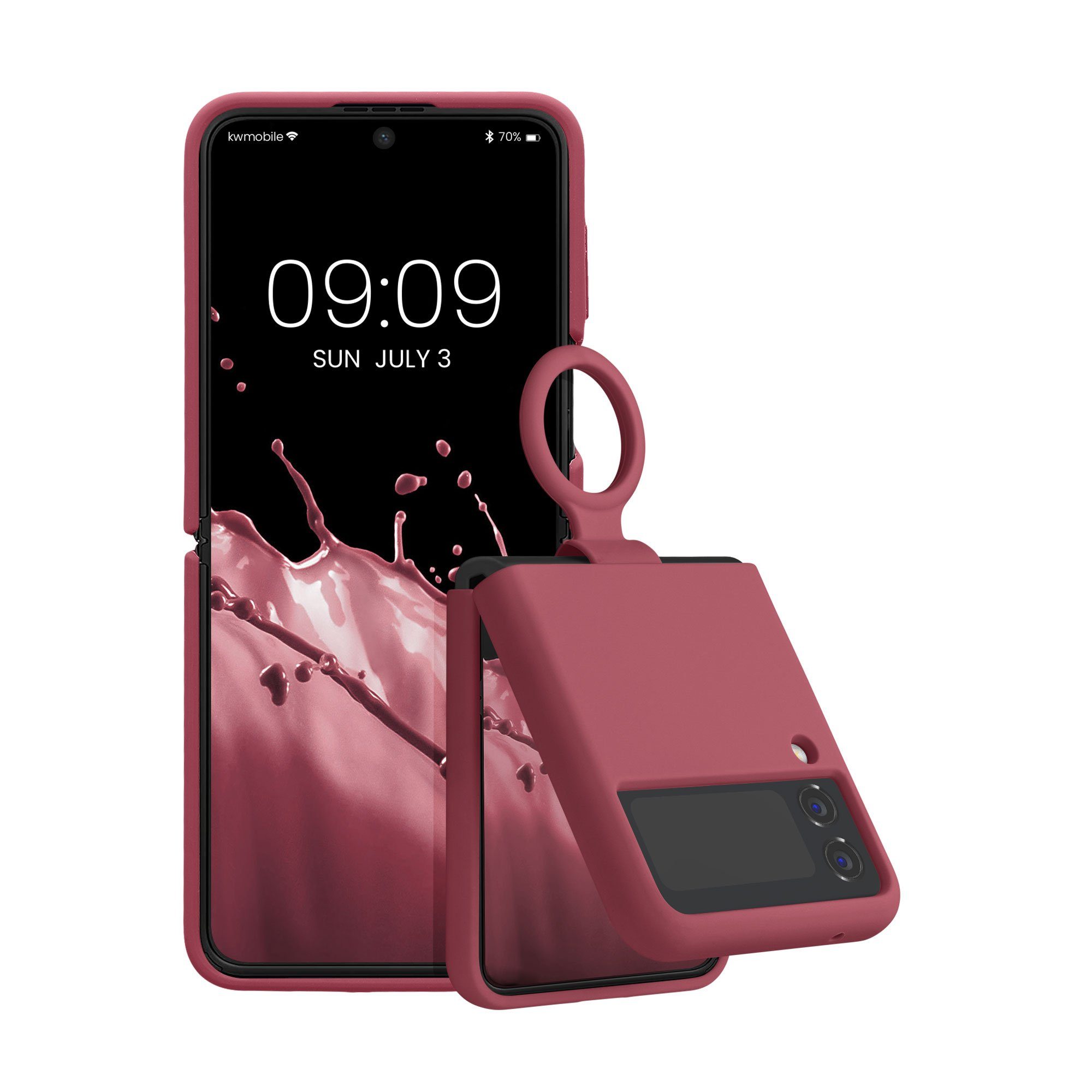 kwmobile Handyhülle Flip Soft Case für Samsung Galaxy Z Flip4, Silikon Hülle für Foldable Handy - Handyhülle in Dark Rose