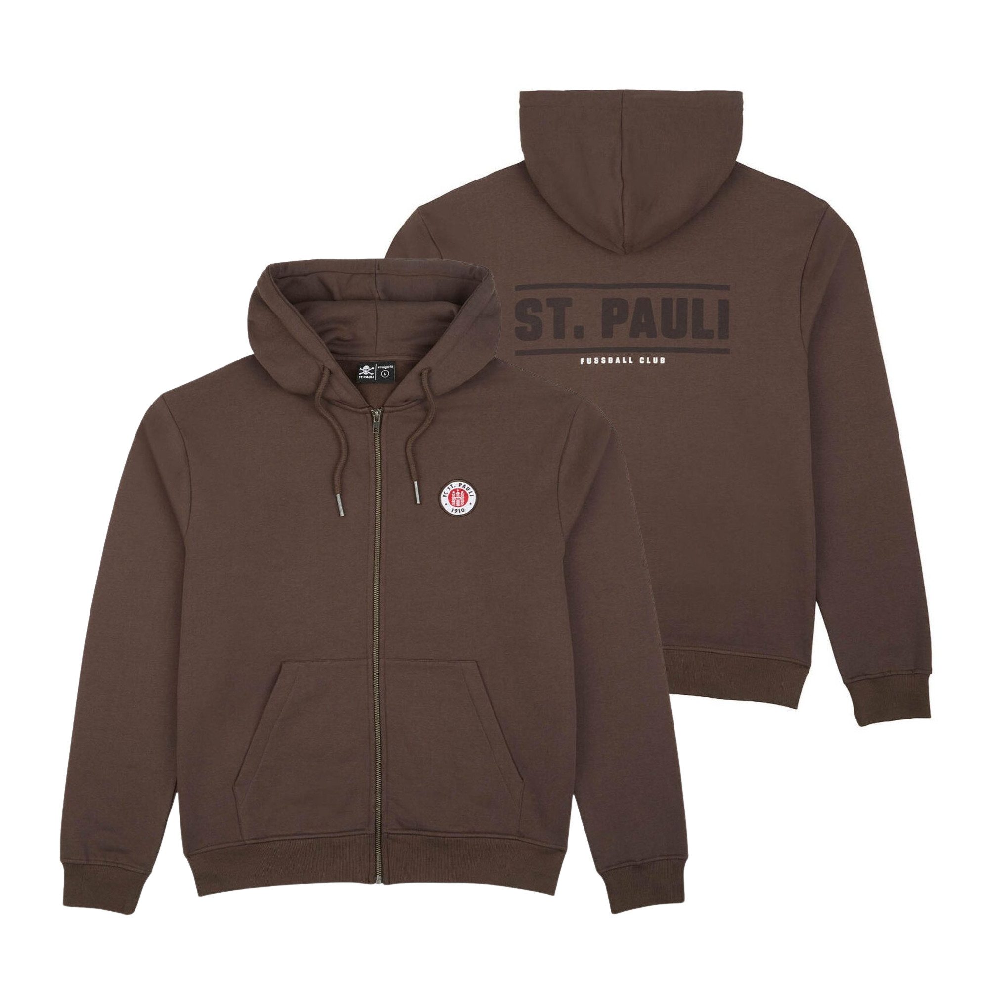 FC St. Pauli Kapuzensweatjacke FC St. Pauli - Kapuzenjacke Classic mit Logo - braun