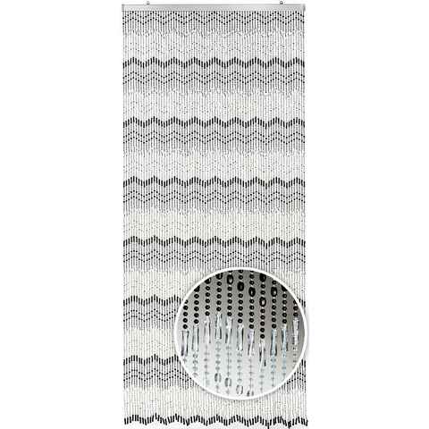 Türvorhang Perlenvorhang MOUNTAIN - black white - 90x200 cm, Kobolo, Ösen (1 St), transparent