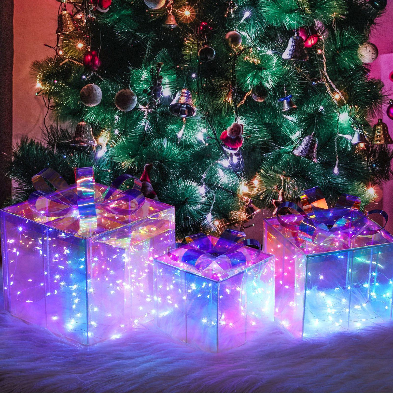 Elegear Weihnachtsfigur LED Geschenkboxen Weihnachten 3er Bunt Weihnachtsde günstig online kaufen