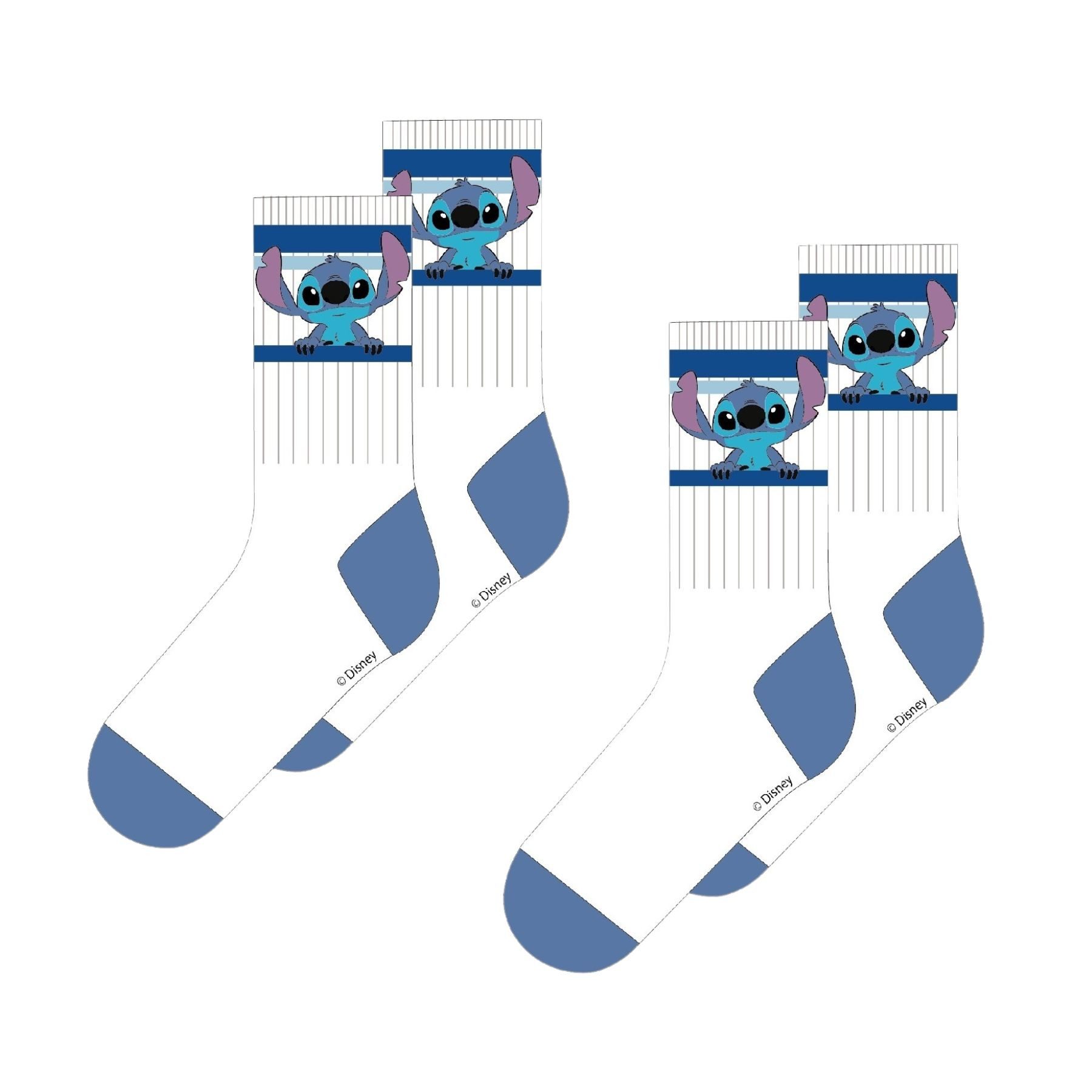 Lilo & Stitch Socken - 2'er Pack Kindersocken Sportsocken Baumwollmischung Weiß (2-Paar)