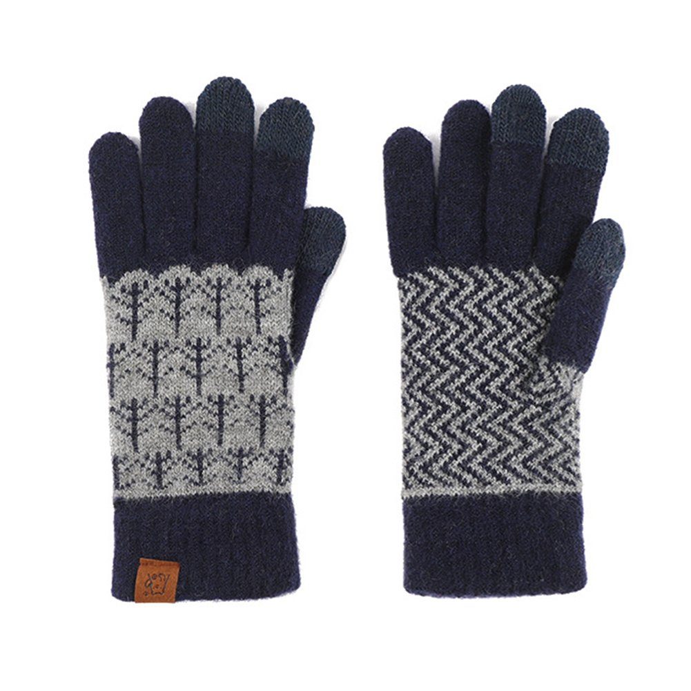 ManKle Strickhandschuhe Winterhandschuhe Touchscreen Handschuhe Strick Fingerhandschuhe Unisex Schwarz