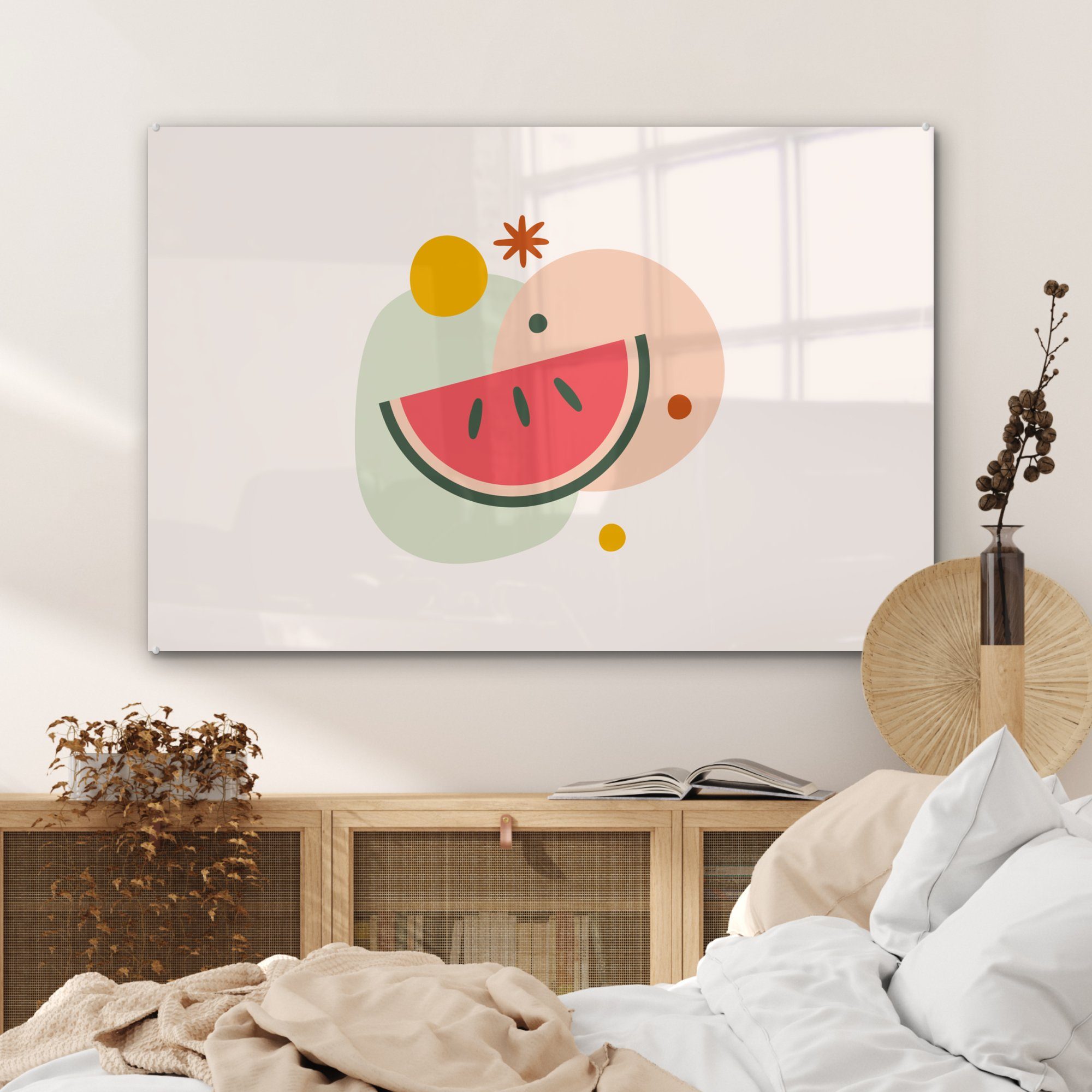 & - - Acrylglasbilder Pastell, Wassermelone Obst St), Acrylglasbild Wohnzimmer Schlafzimmer (1 MuchoWow