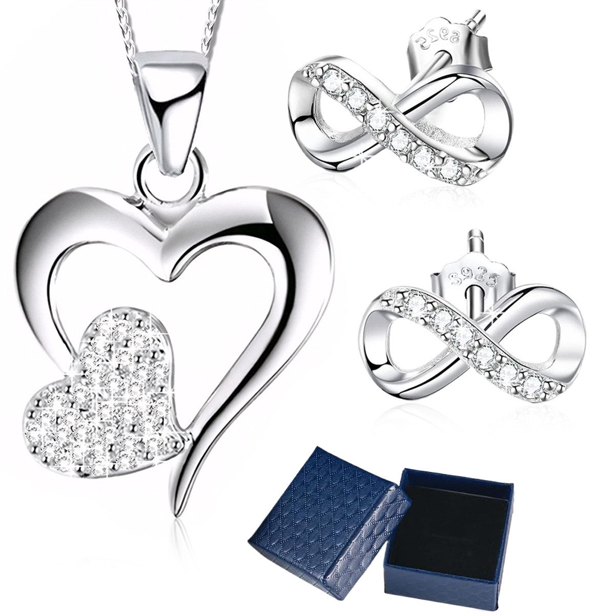 RWEUOQ Schmuckset 925 Silber Herz Kette günstig online kaufen