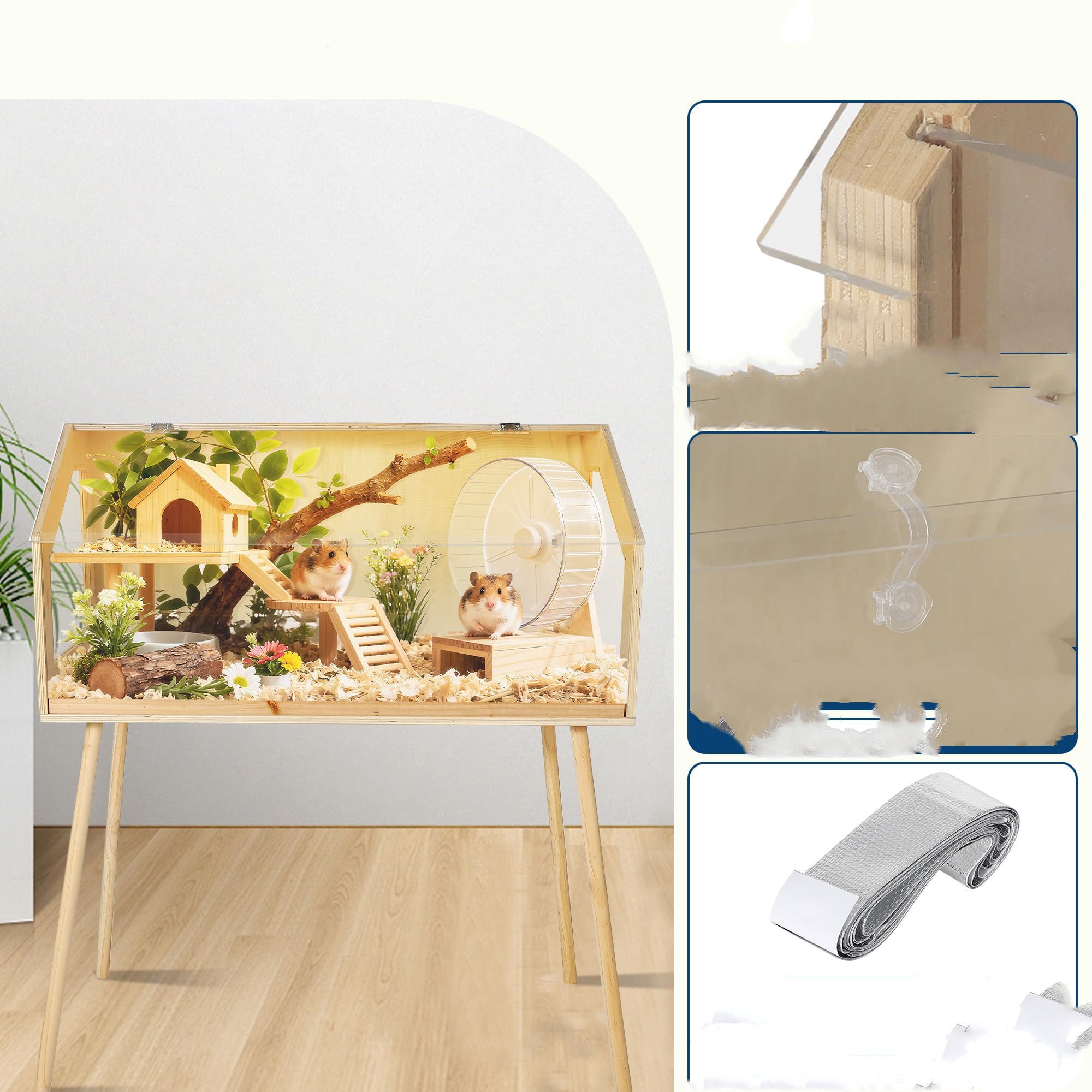 GarveeMore Kleintierkäfig Hamster Käfig, große Hamster Käfige und Acrylblätter