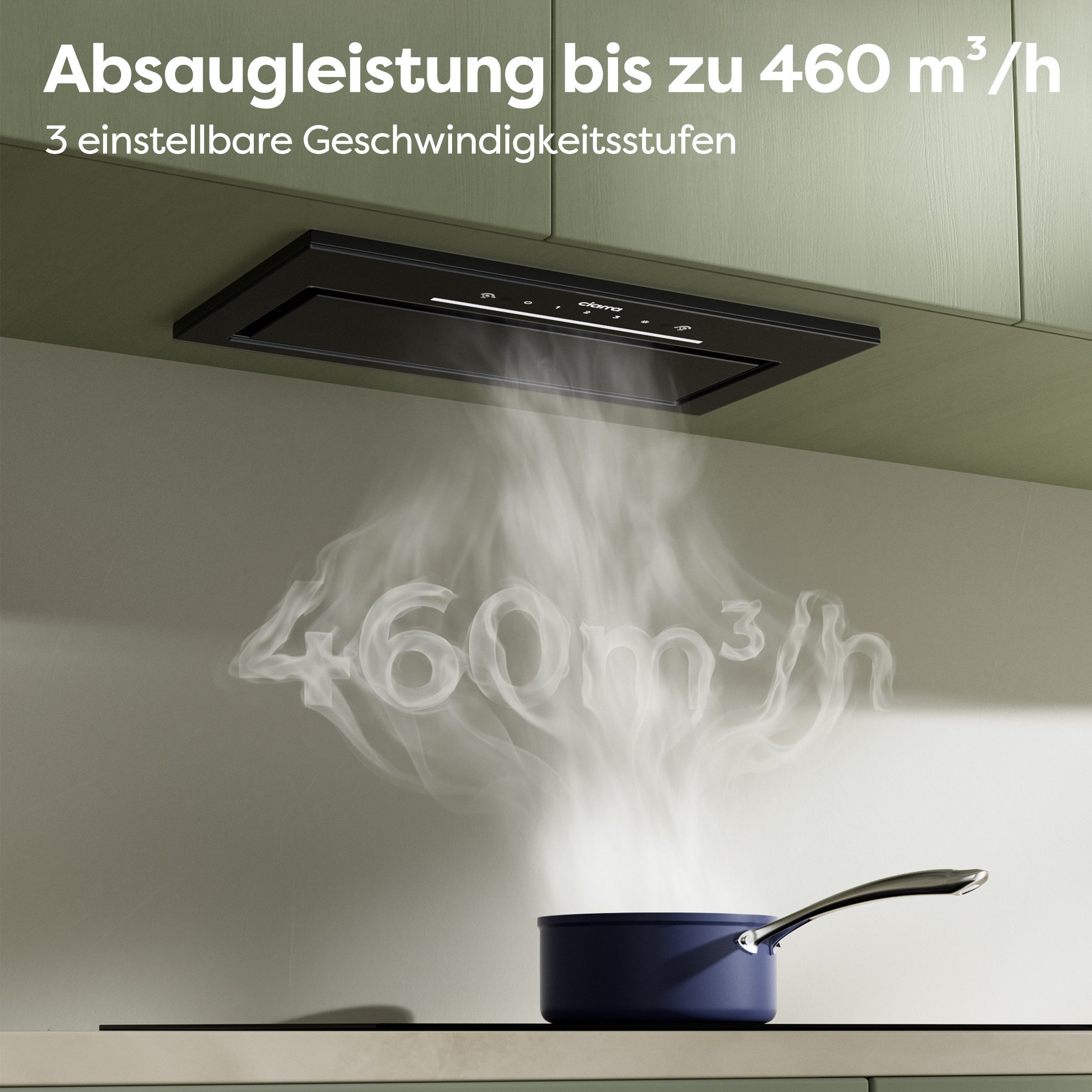 CIARRA Unterbauhaube 52 cm Einbauhaube 460 m³/h Touch & Wave Control VM5931A 52 cm Einbauhaube 460 m³/h Touch & Wave Control VM5931A, Einbau-Dunstabzugshaube Touch & Handgesten-Steuerung, Umluft & Abluft