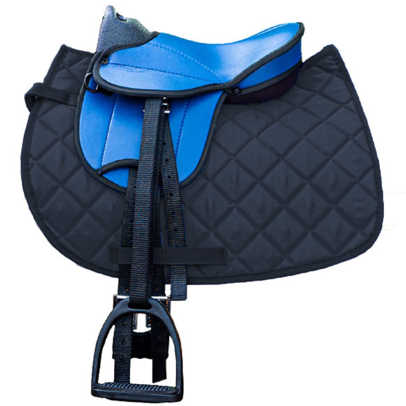 Brama-West Holzpferd Sattel Set My happy Pony mit schwarzer Decke