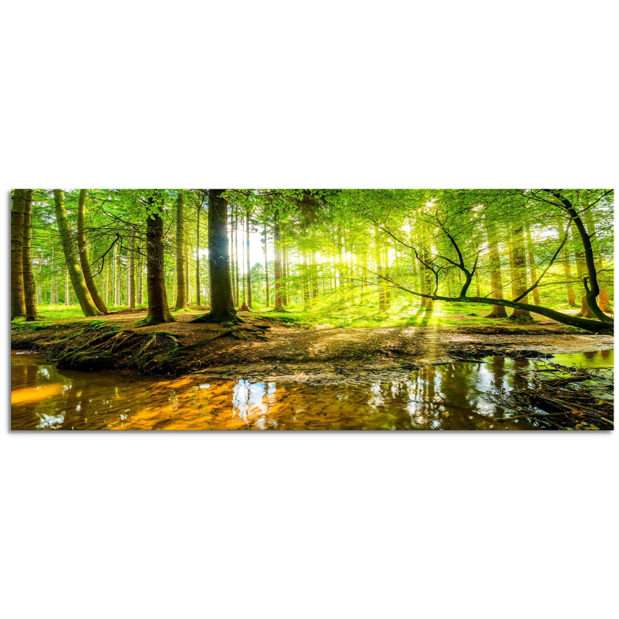 Runa Art Wandbild Wald Landschaft Deko Grün Natur Bilder 100x40 cm 611712a, günstig online kaufen