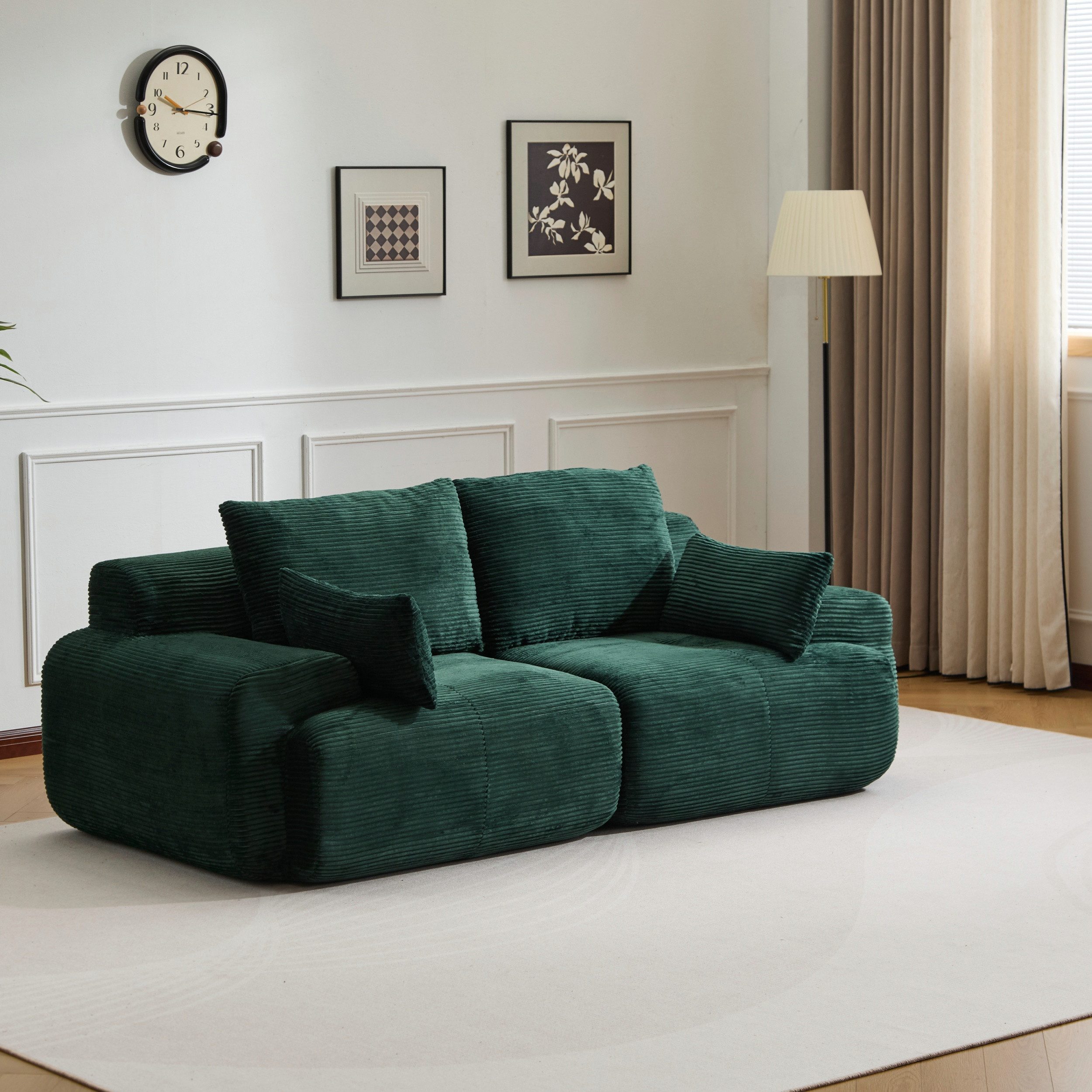 Vankel Sofa Modulares 2-Sitzer-Sofa, große liegefreie Couch, Cord-Sofa-Kombination, Komfortables Sofa mit Schaumfüllung für Wohnzimmer, Büro