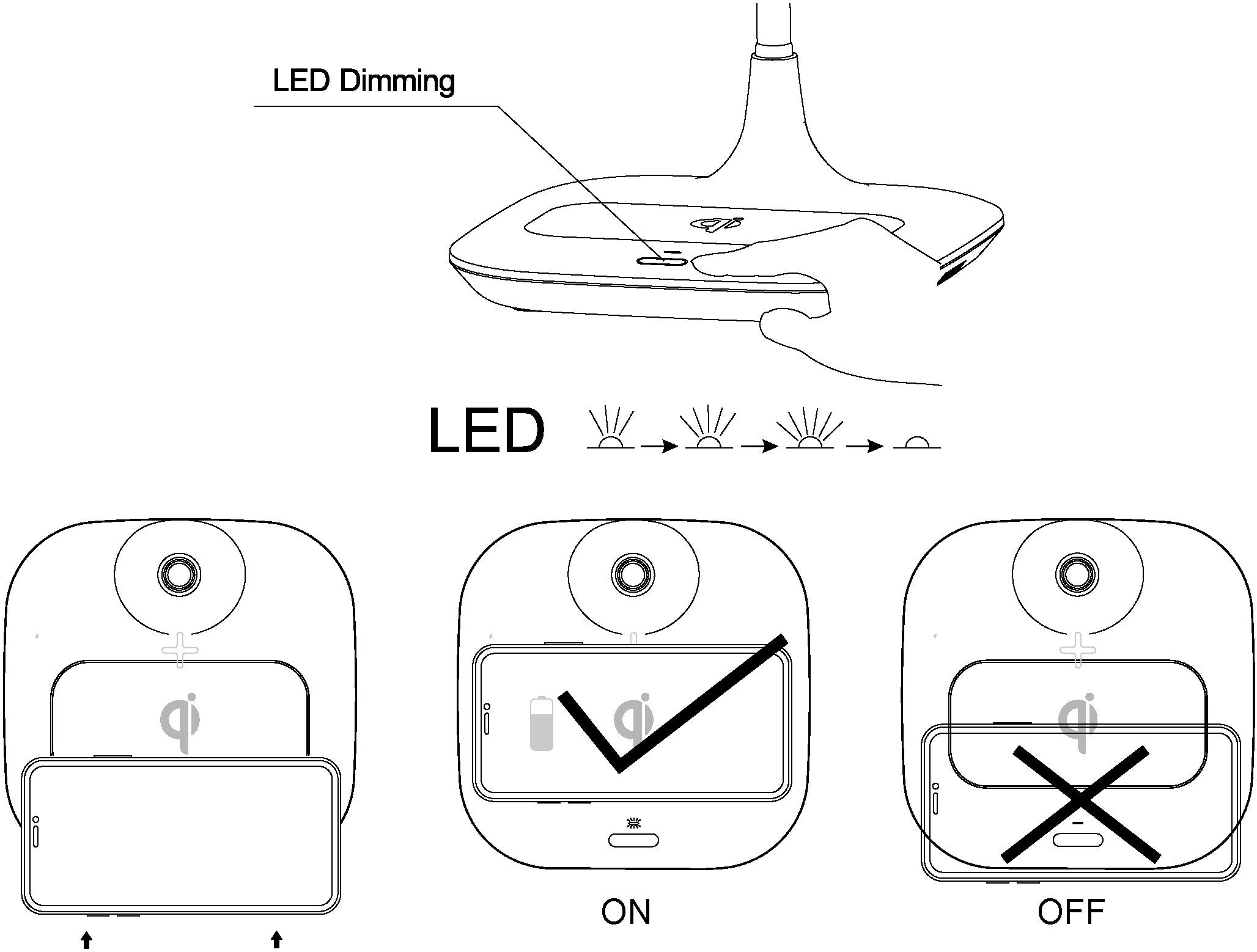 EGLO Tischleuchte MASSERIE, QI-charger 3-step LED Dimmfunktion, Neutralweiß, fest dimming, integriert