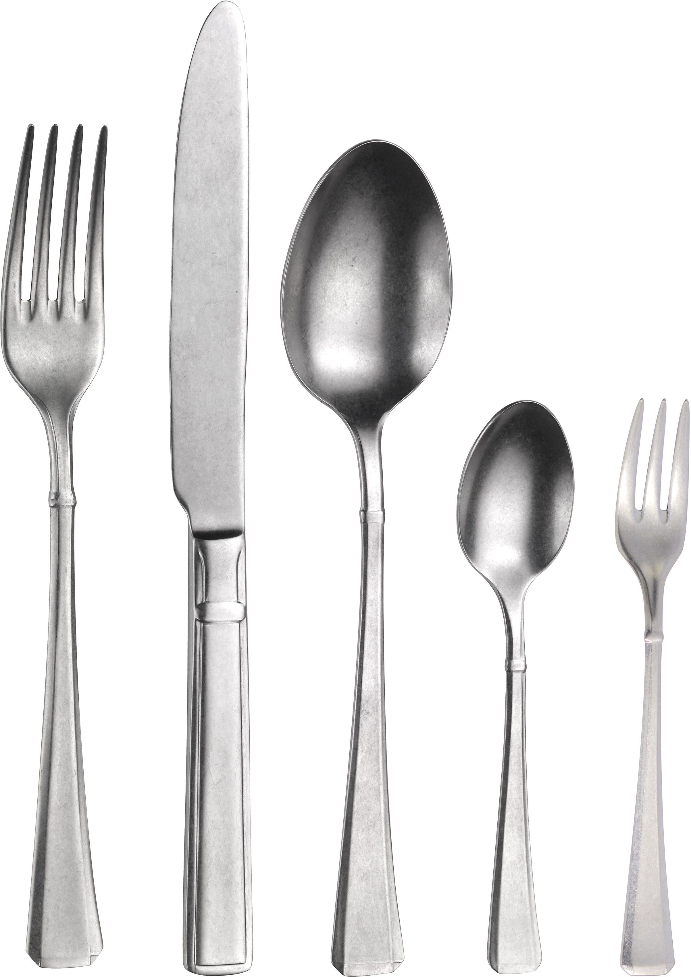 PINTINOX Besteck-Set Leonardo (30-tlg), 6 Personen, Edelstahl 18/10, Optik stonewashed