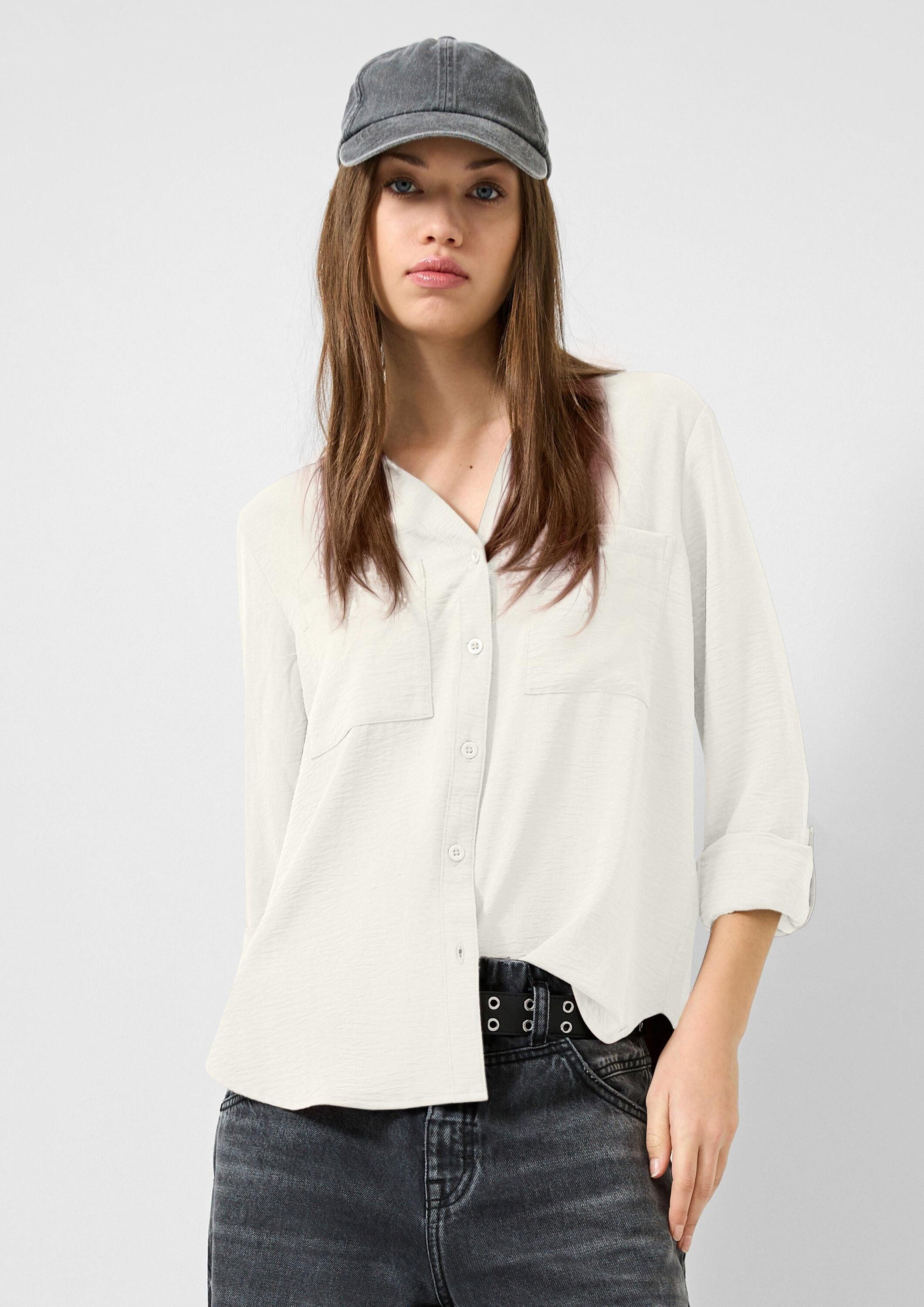 QS Langarmbluse Bluse Bluse mit Turn-up
