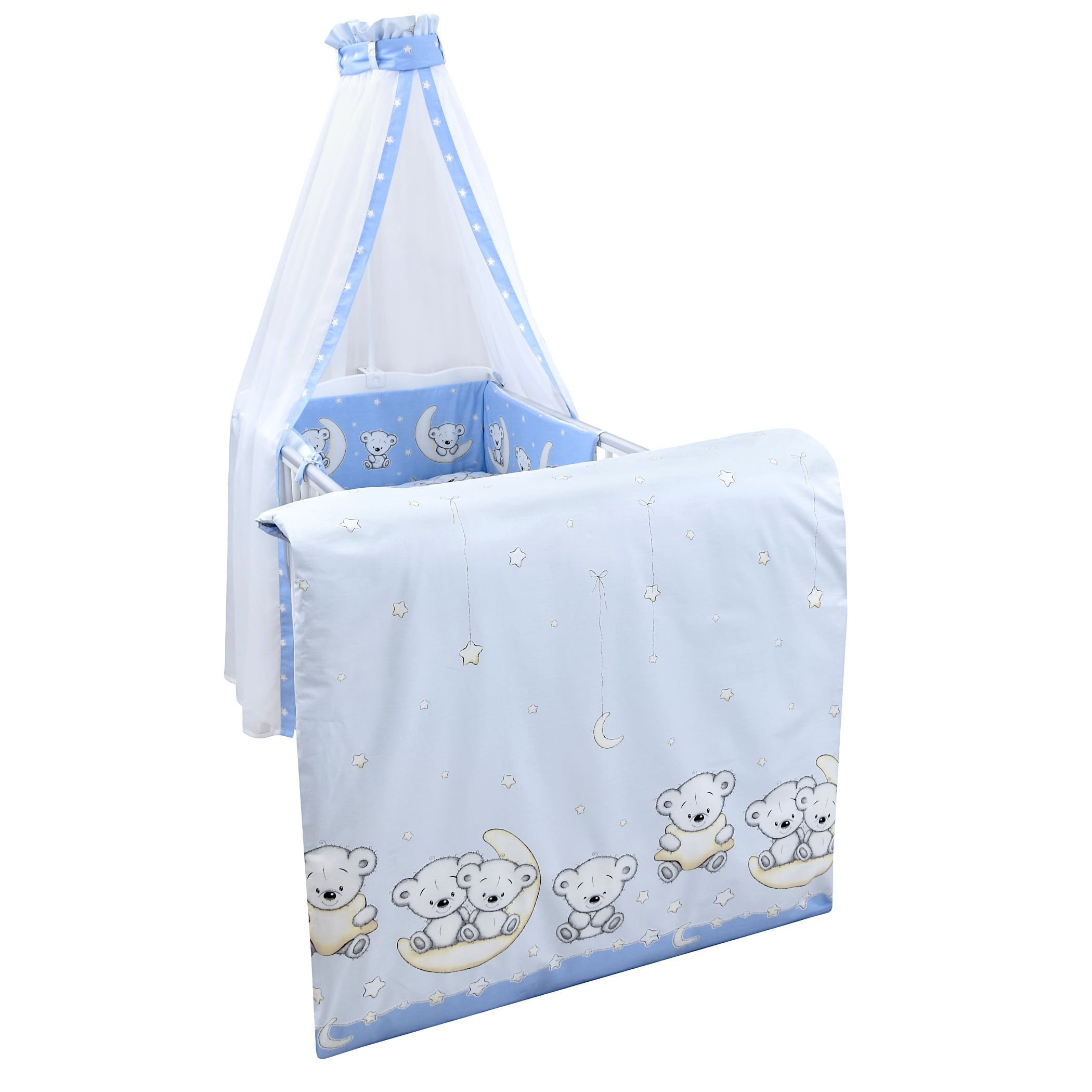 Babybettwäsche Baby Bettwäsche Set 4-Tlg. Nestchen Chiffonhimmel
