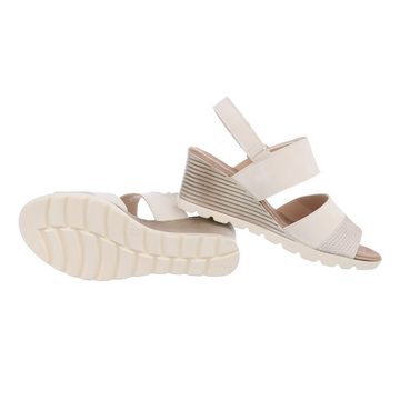 Ital-Design Damen Freizeit Keilsandalette Keilabsatz/Wedge Keilsandaletten in Beige