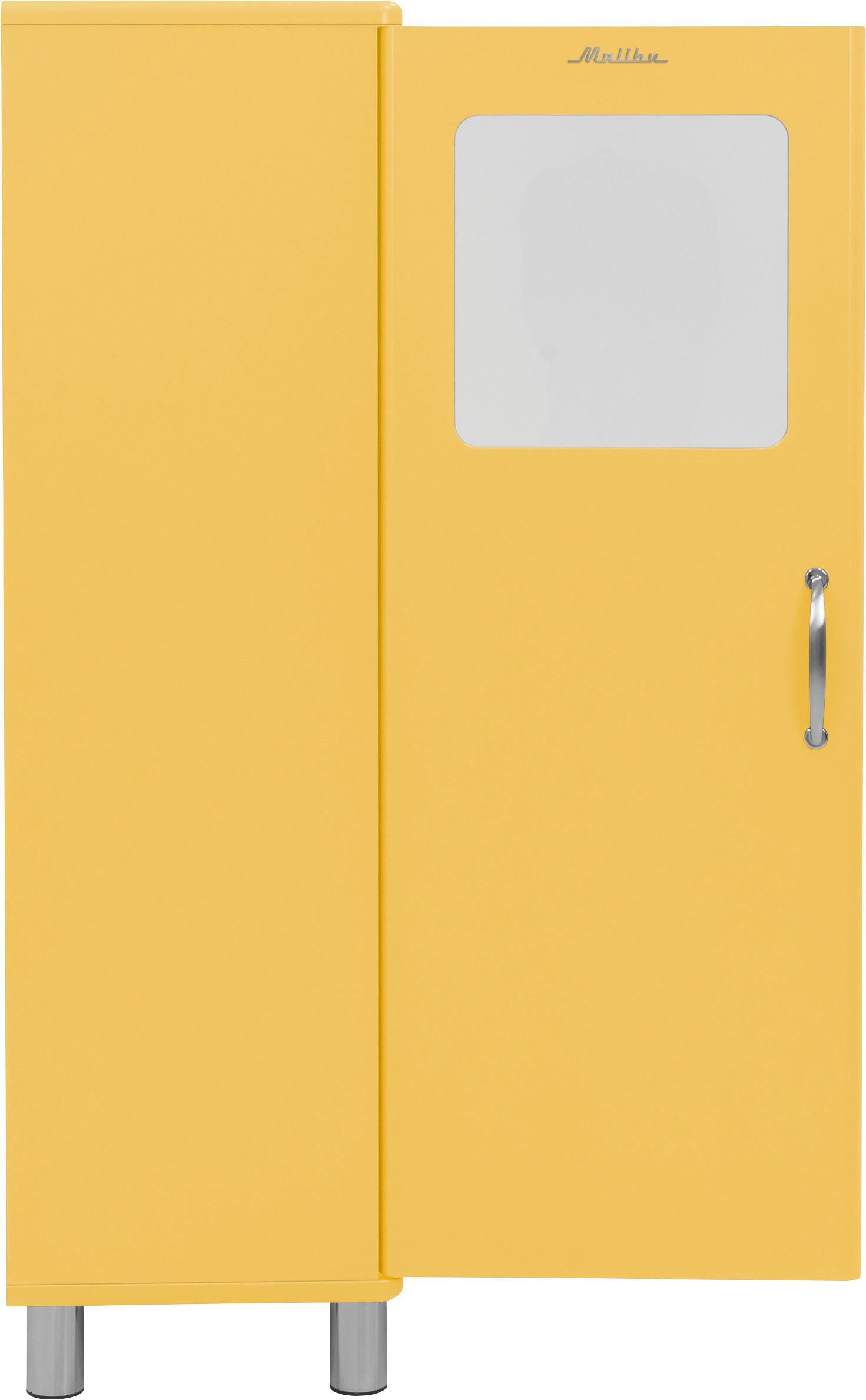 Tenzo Vitrine Malibu Yellow 143 in Höhe cm zwei mit Tür, (1-St) der Glaseinsatz Einlegeböden, oberen Sunny