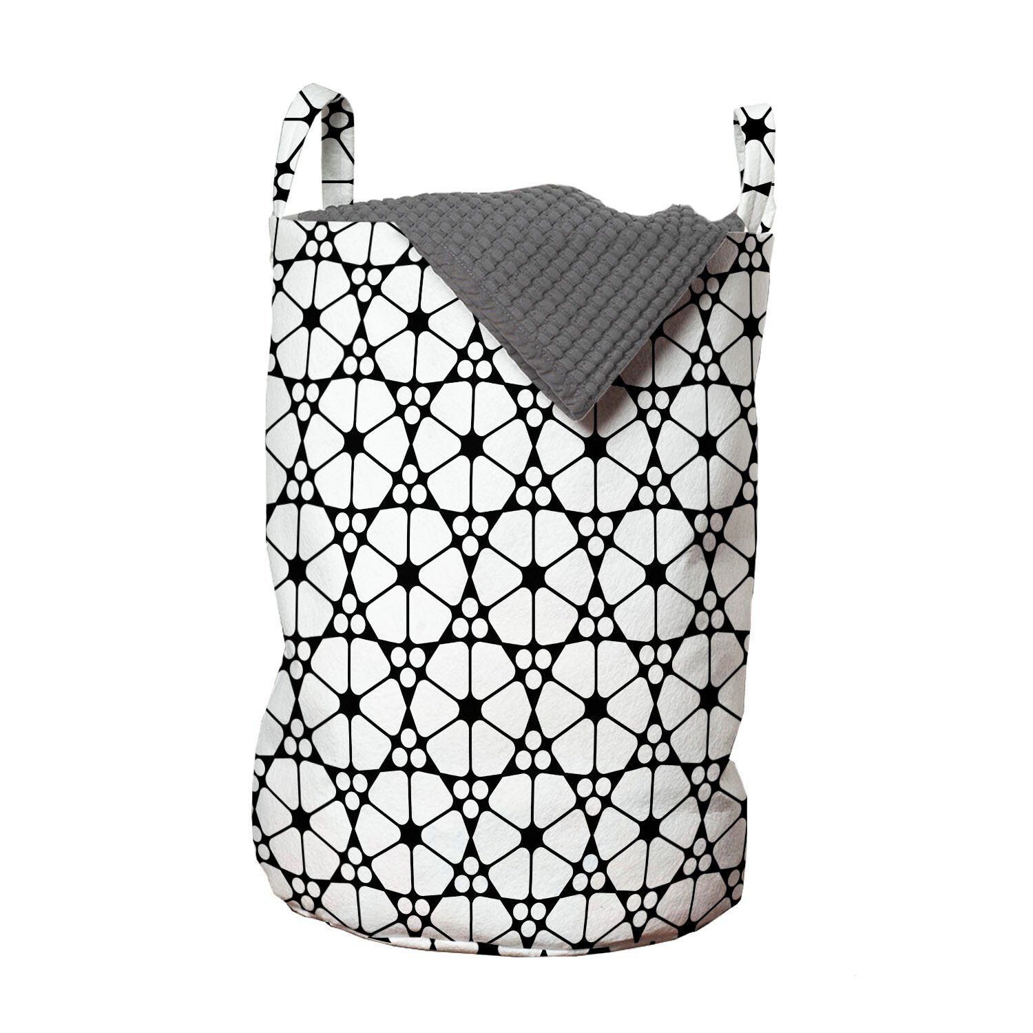 Abakuhaus Wäschesäckchen Wäschekorb mit Griffen Kordelzugverschluss für Waschsalons, verrückte Kunst Monotone Kreise Polygonen | Wäschesäcke