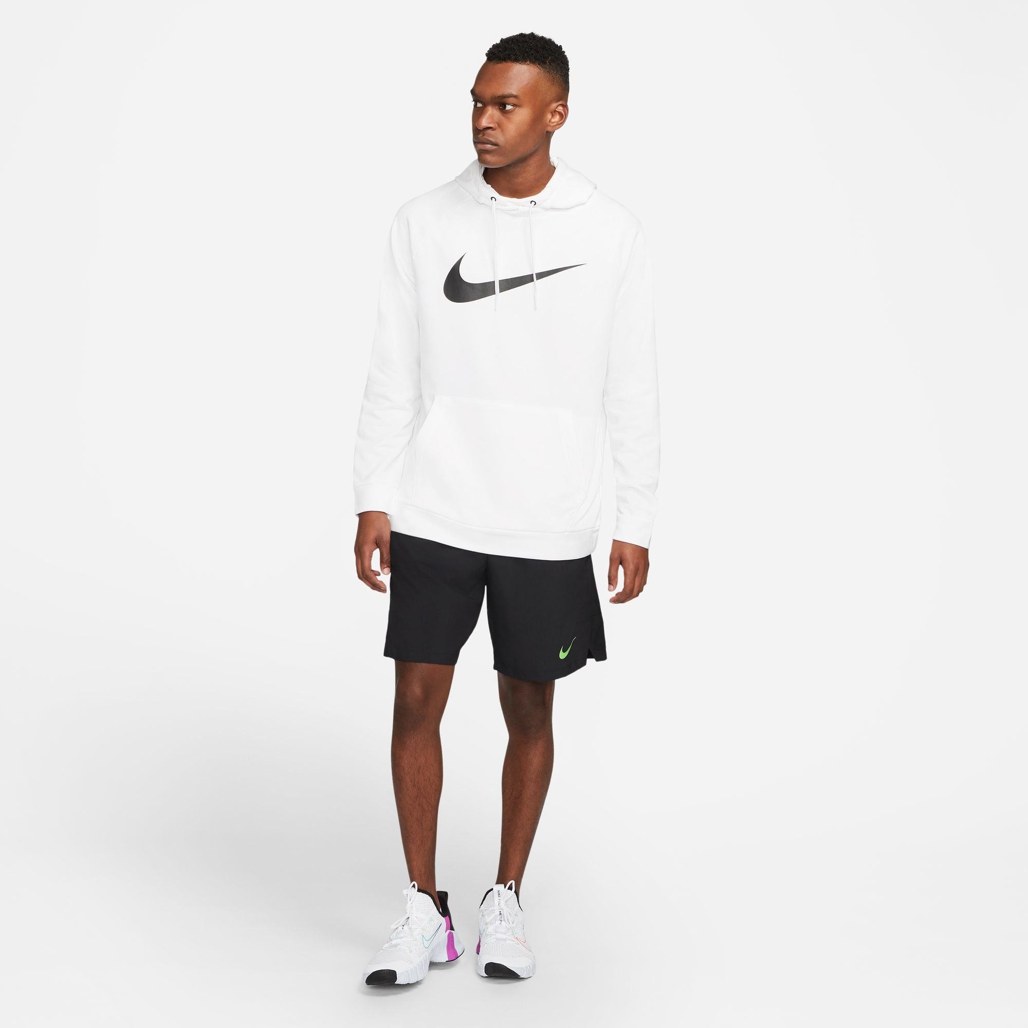 DRI-FIT WHITE/BLACK HOODIE Nike MEN'S Kapuzensweatshirt TRAINING PULLOVER