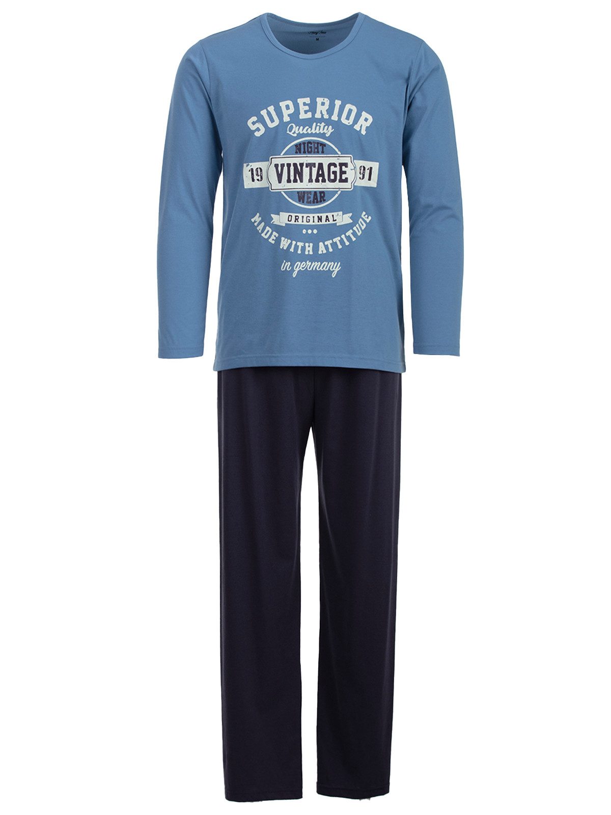 Henry Terre Schlafanzug Pyjama Set Langarm - Vintage Hose Anthrazit günstig online kaufen