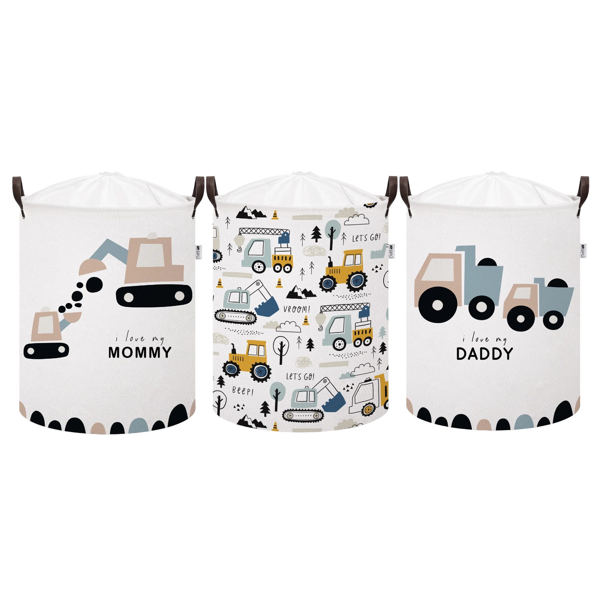 Sipo Aufbewahrungskorb (3er Set), 3er Set Fahrzeuge Motiv, Aufbewahrungskorb für Spielzeug für Kinder