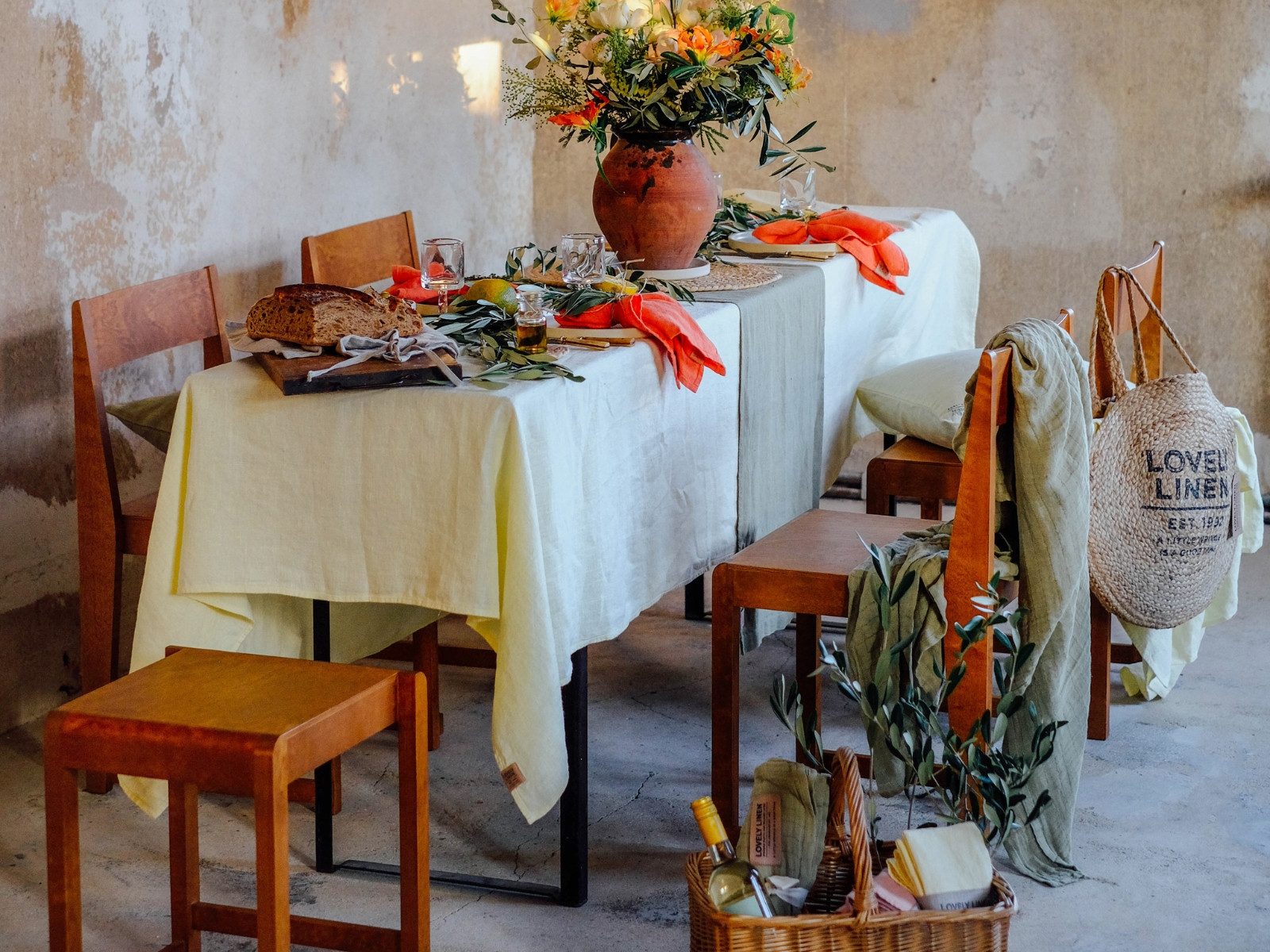 Lovely Linen Tischdecke Lovely Tischdecke lemon sorbet 145x300cm