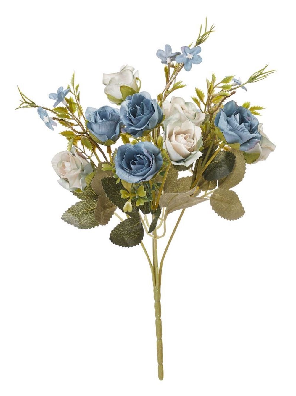 Blüten, 30cm 10 Blau ca. HobbyFun Rosenstrauß, Dekofigur