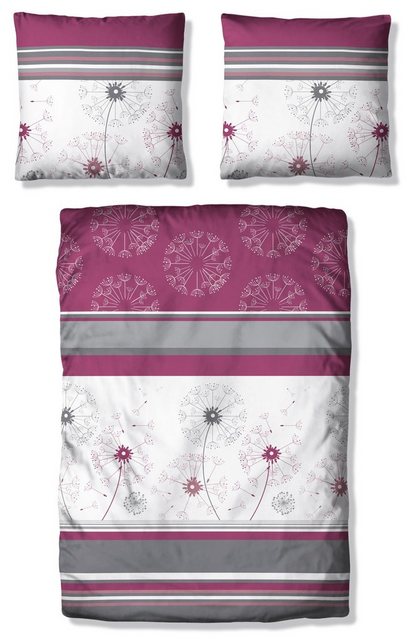 Bettwäsche »Millas«, my home, Linon, 2 teilig, Bettwäsche in Streifen Design mit Blumen, pflegeleichte Bettwäsche