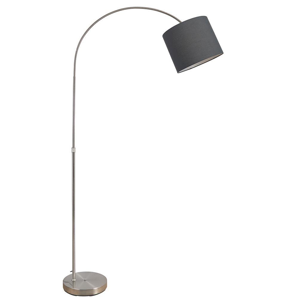 etc-shop LED Bogenlampe, Leuchtmittel gebogen nicht Stehlampe inklusive, Stoffschirm Bogenstehlampe