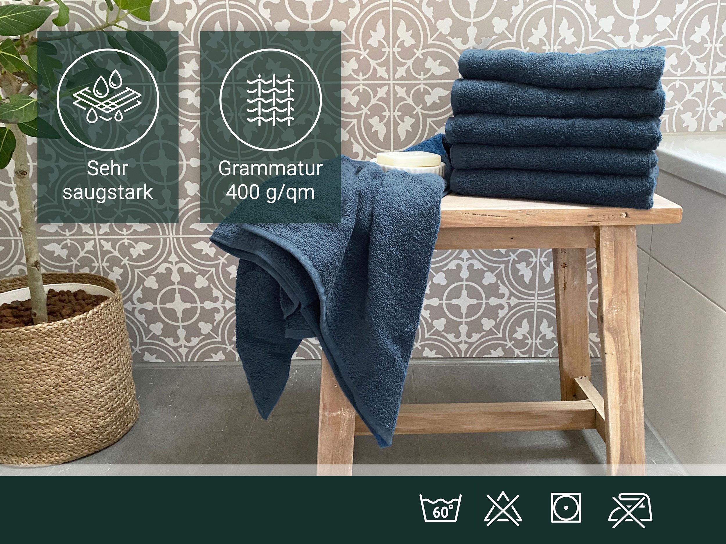 ZOLLNER Handtücher, Walkfrottier (6-St), 50 x 100 cm, 100% Baumwolle, vom H günstig online kaufen