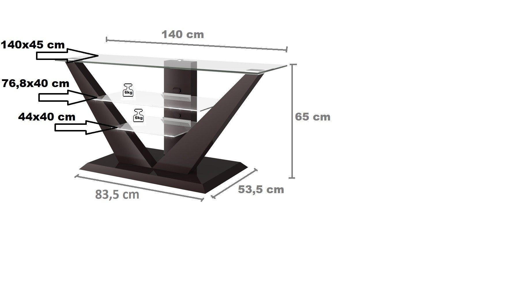 Fernsehtisch Cappuccino Hochglanz LED Glas Design Hochglanz TV Rack TV-Rack HL-111 Möbel designimpex