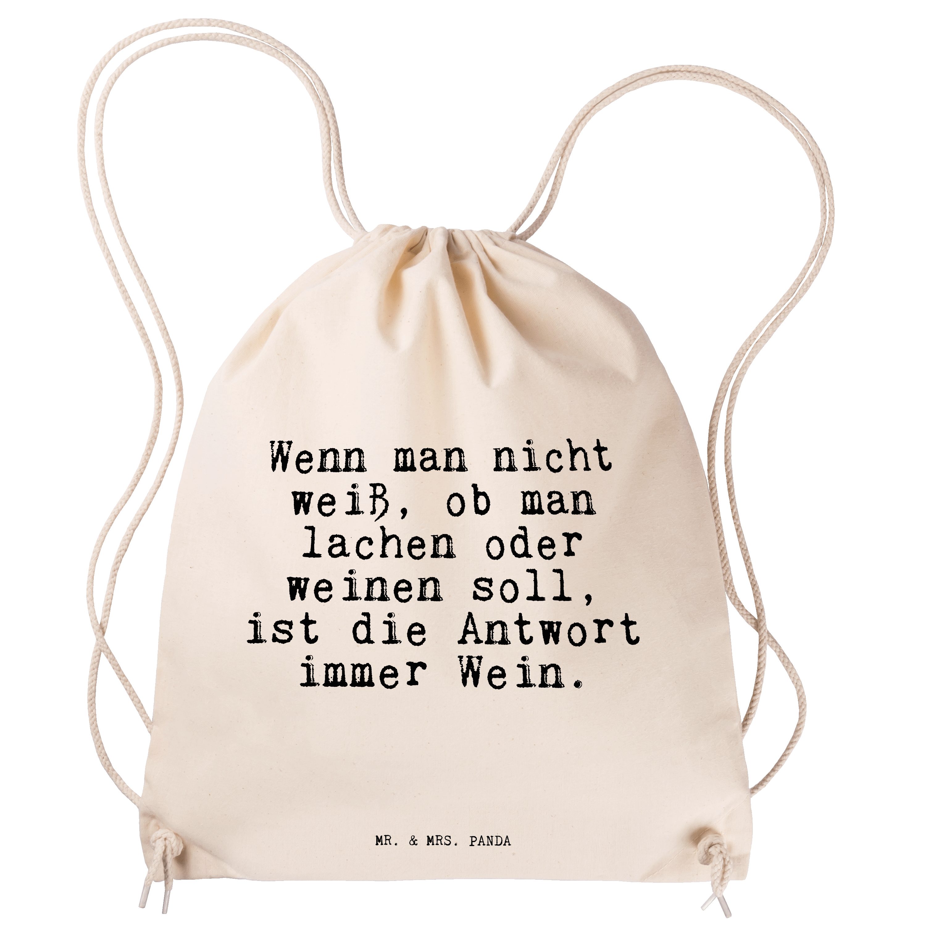 Transparent lus (1-tlg) nicht lachen, & weiß,... Sporttasche weinen, - - Panda Mr. Mrs. Wenn man Geschenk,