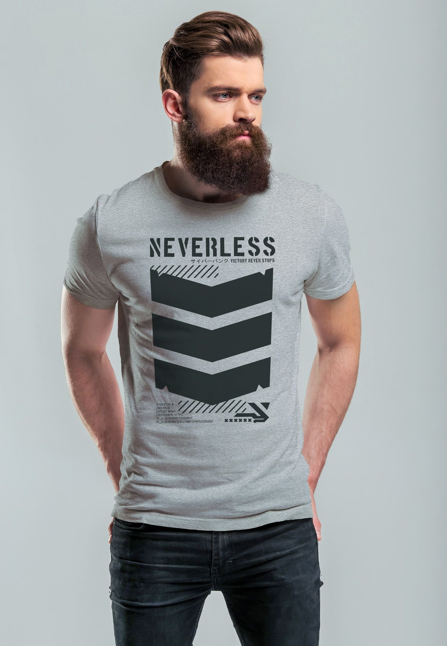 Neverless Print-Shirt Herren T-Shirt Techwear Trend günstig online kaufen