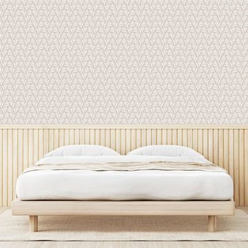 Abakuhaus Vinyltapete selbstklebendes Wohnzimmer Küchenakzent, Art Deco Seashell Inspiriert Stripes