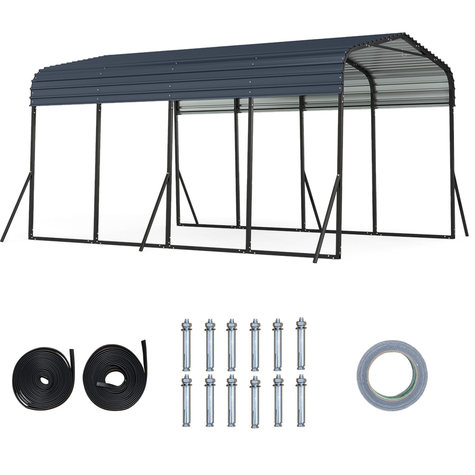 COSTWAY Einzelcarport, 440x300 cm Schwerlast-Metall-Carport mit günstig online kaufen