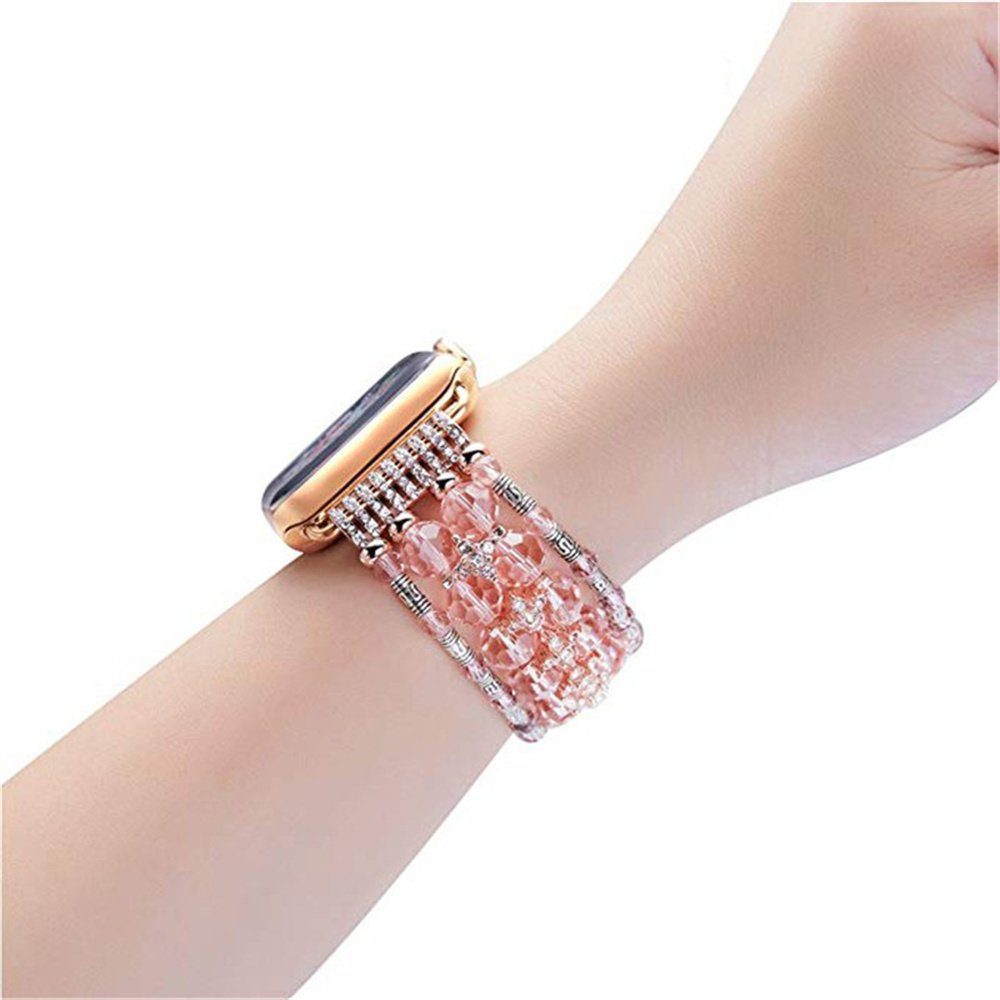 ELEKIN Smartwatch-Armband Kristall-Ersatzarmband Fashion Strap für Rosa iwatch Series 7/6/5/4/3/2/1