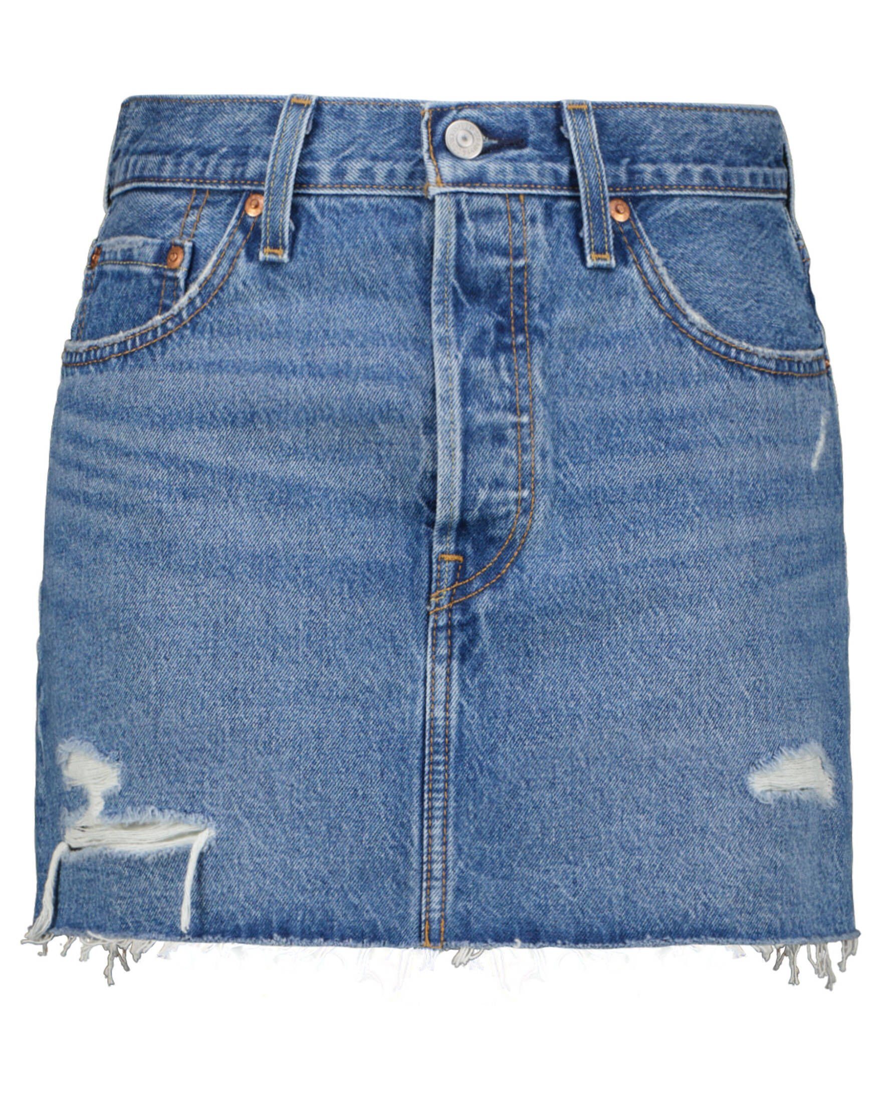 Verdeckte ausgefransten und Knopfleiste mit ICON Levi\'s® Kanten, Jeansrock Used-Effekten SKIRT