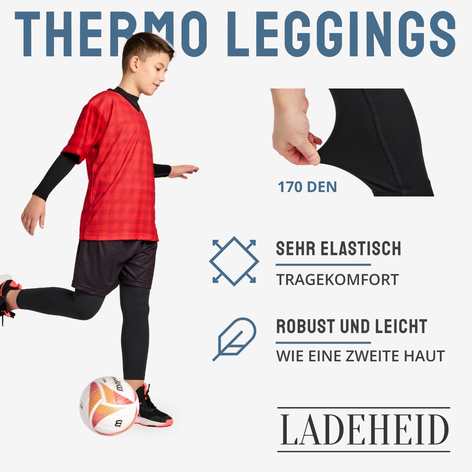 Ladeheid Funktionsunterhose Lange Unterhosen Kinder Jungen für Winter Sport Fußball LA40-259-TMPK (1-St)