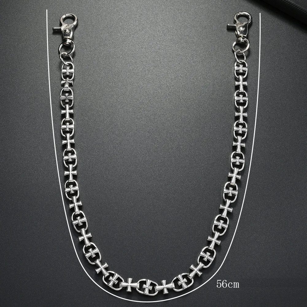 Ware aus aller Welt Hosenkette Einreihig mit Kreuze und Karabiner – Geldbörsenkette Biker-Kette, (1-tlg)