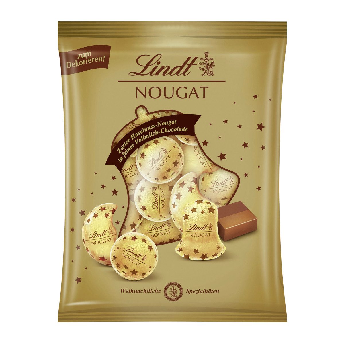 LINDT Schokolade, Lindt Nougat Baumbehang Pralinen aus Vollmilchschokolade 100g