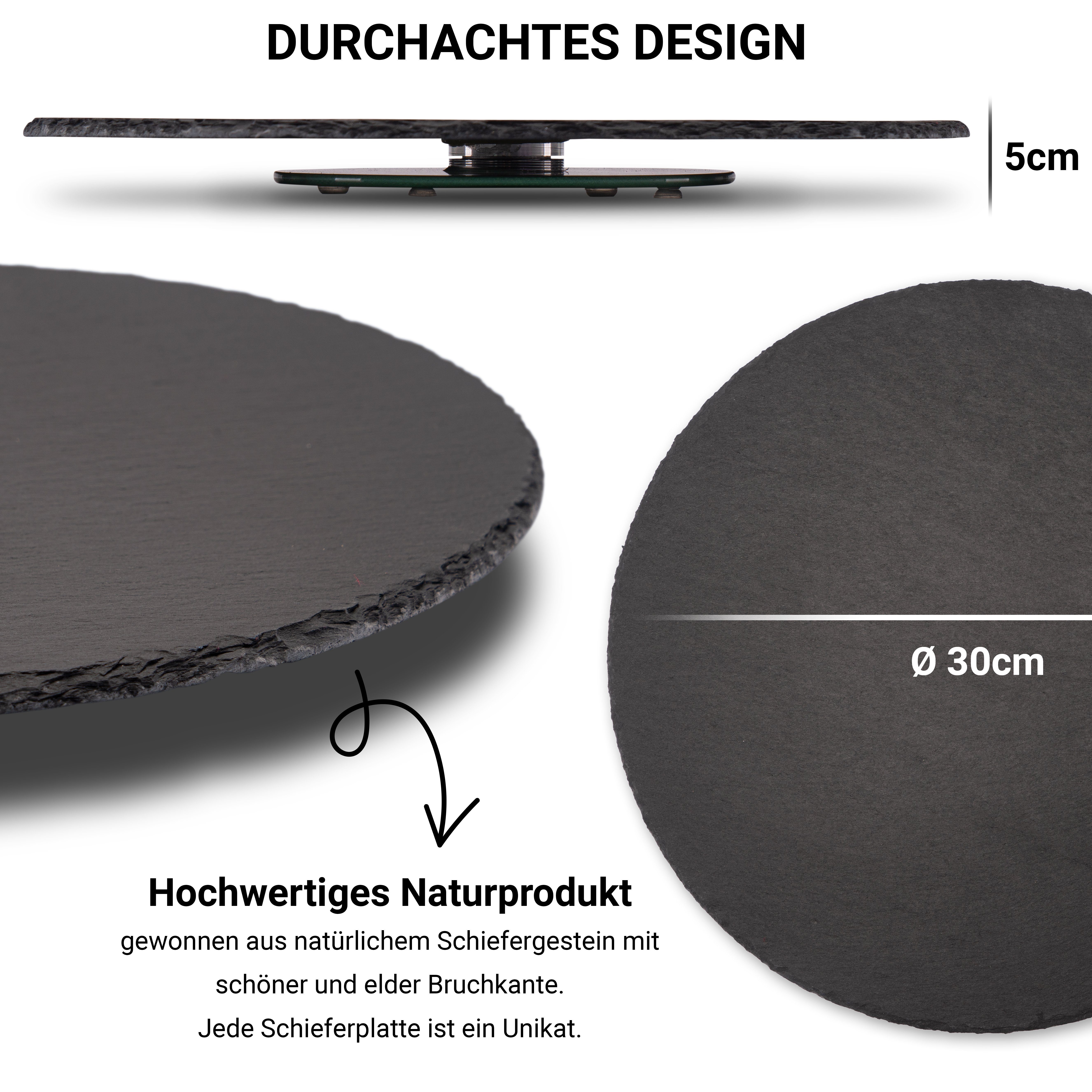 Schieferplatte Fino Schieferplatte Kuchenplatte, als Kuchenplatte cm), Kuchenplatte, Casa 30 (1x Tortenplatte Servierplatte Fino drehbare rund drehbare Schiefer, Ø Antipasti Käseplatte, rund Wurstplatte Casa