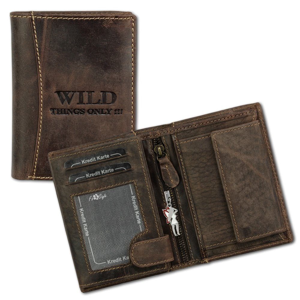 Wild Things Only !!! Geldbörse Wild Things Only Unisex Brieftasche (Portemonnaie, Portemonnaie), Herren, Damen Portemonnaie Echtleder Größe ca. 9,5cm, braun – Bild 4 von 5