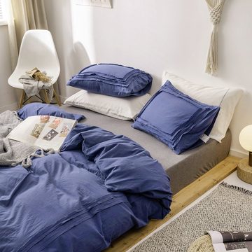 Bettwäsche »Baumwolle«, Delien, Bettwäsche mit Falten Design Uni 4-Jahreszeiten-Bettwäsche Set