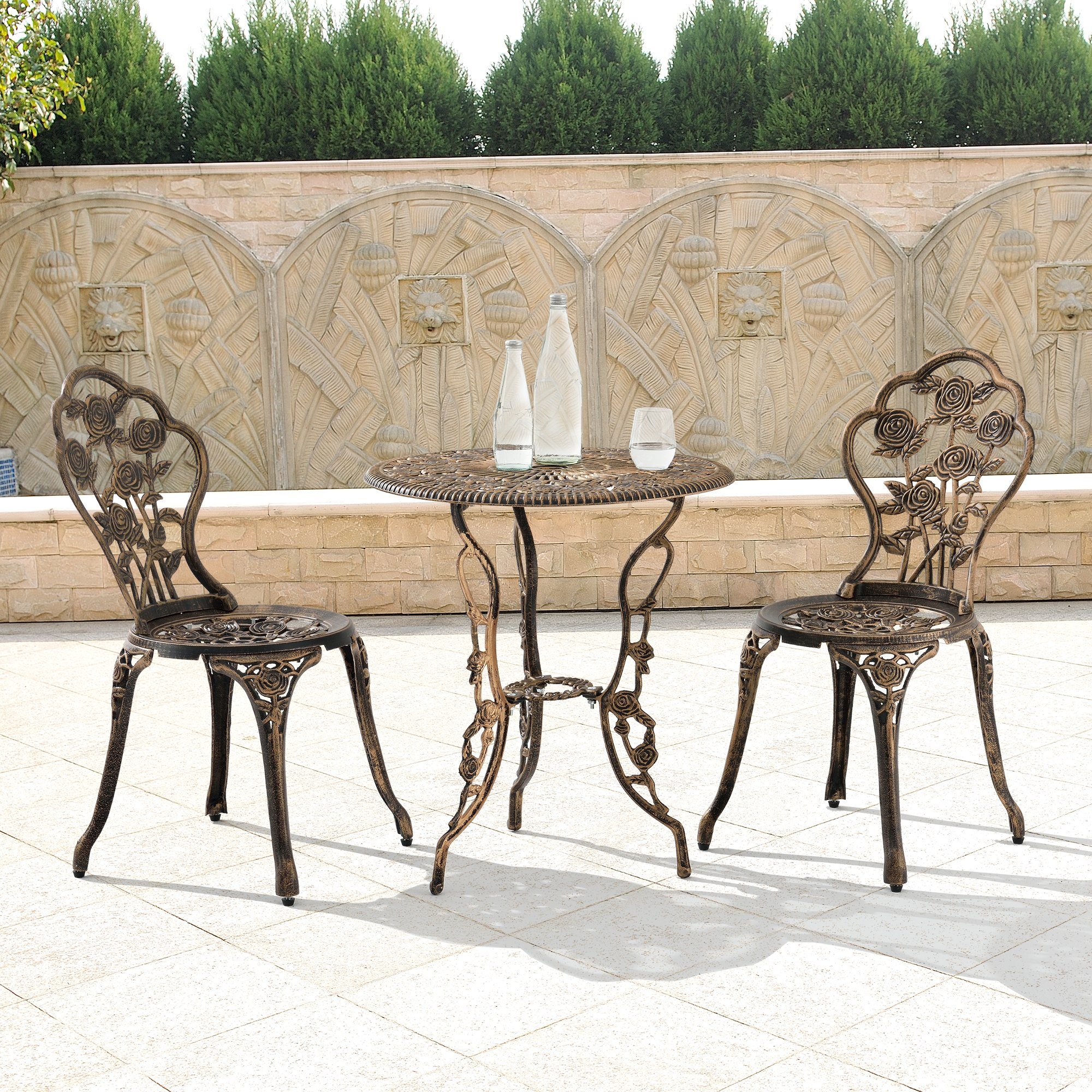 casa.pro Balkonset, (3-tlg), »Wakefield« Tisch mit 2 Stühlen Bistro-Set Bronze