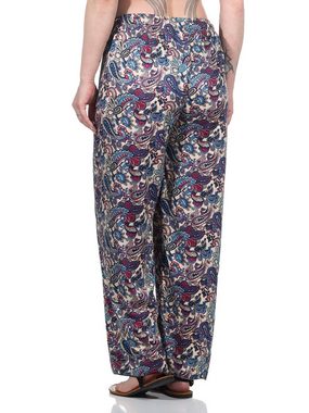 Aurela Damenmode Strandhose Leichte Sommerhose mit Alloverdruck luftige Damen Culotte sommerliche Looks, Größe 38-42, Länge: ca. 99cm