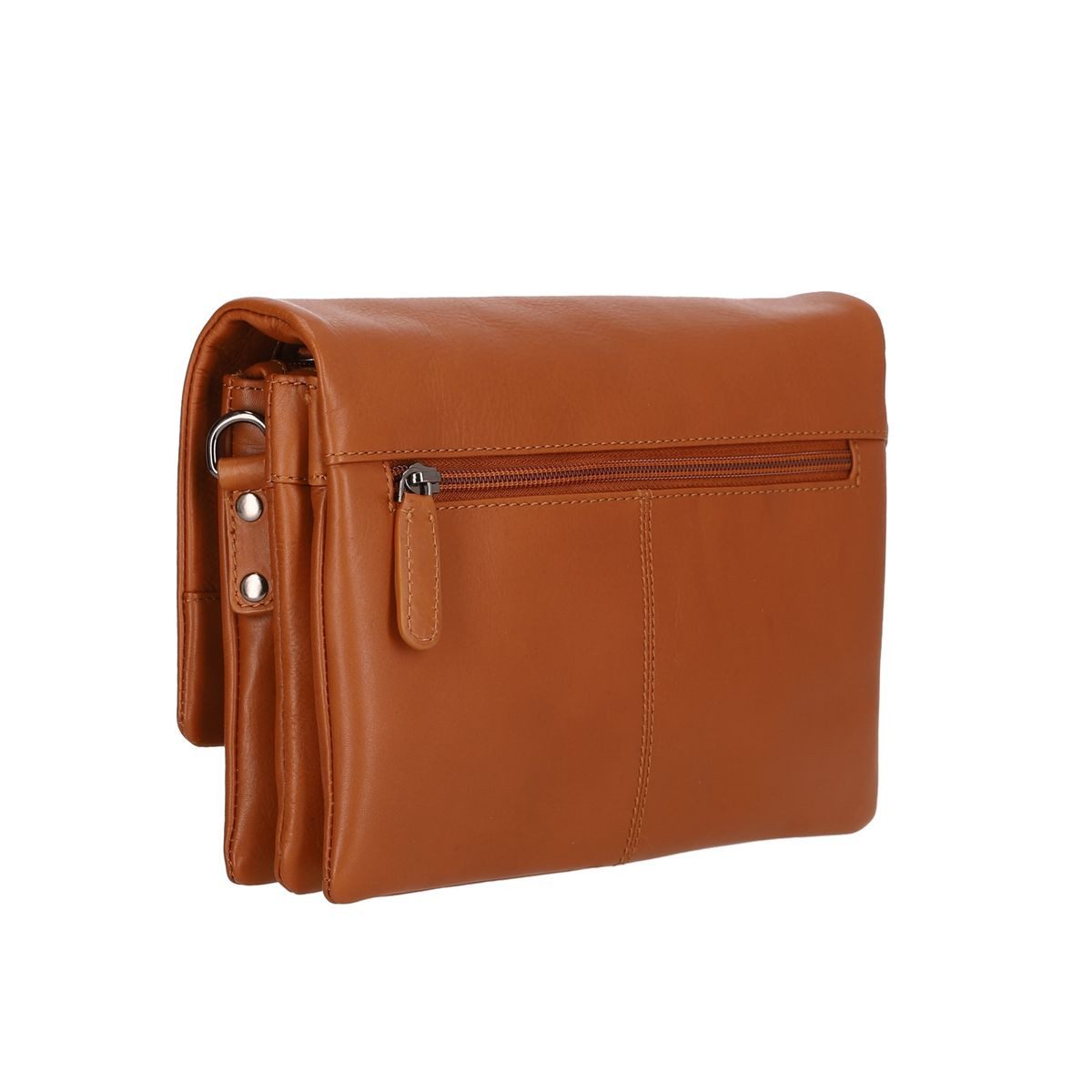 Corno d´Oro Schultertasche Damen Leder Klein Handmade Umhängetasche Echt Leder cognac, mit breitem verstellbarem Schultergurt; leichtes Gewicht von 370gr
