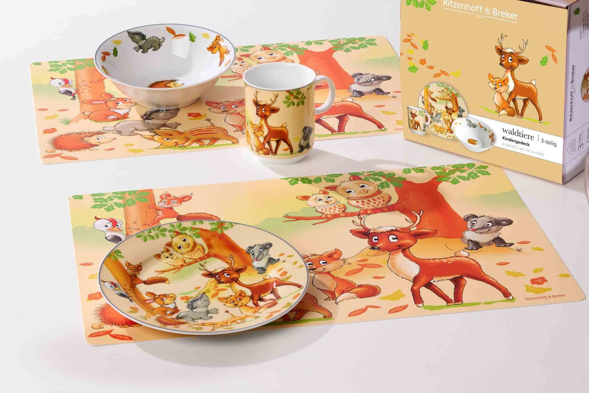 Ritzenhoff & Breker Kindergeschirr-Set Waldtiere Kinderset 11er Set (11-tlg), Material-Mix