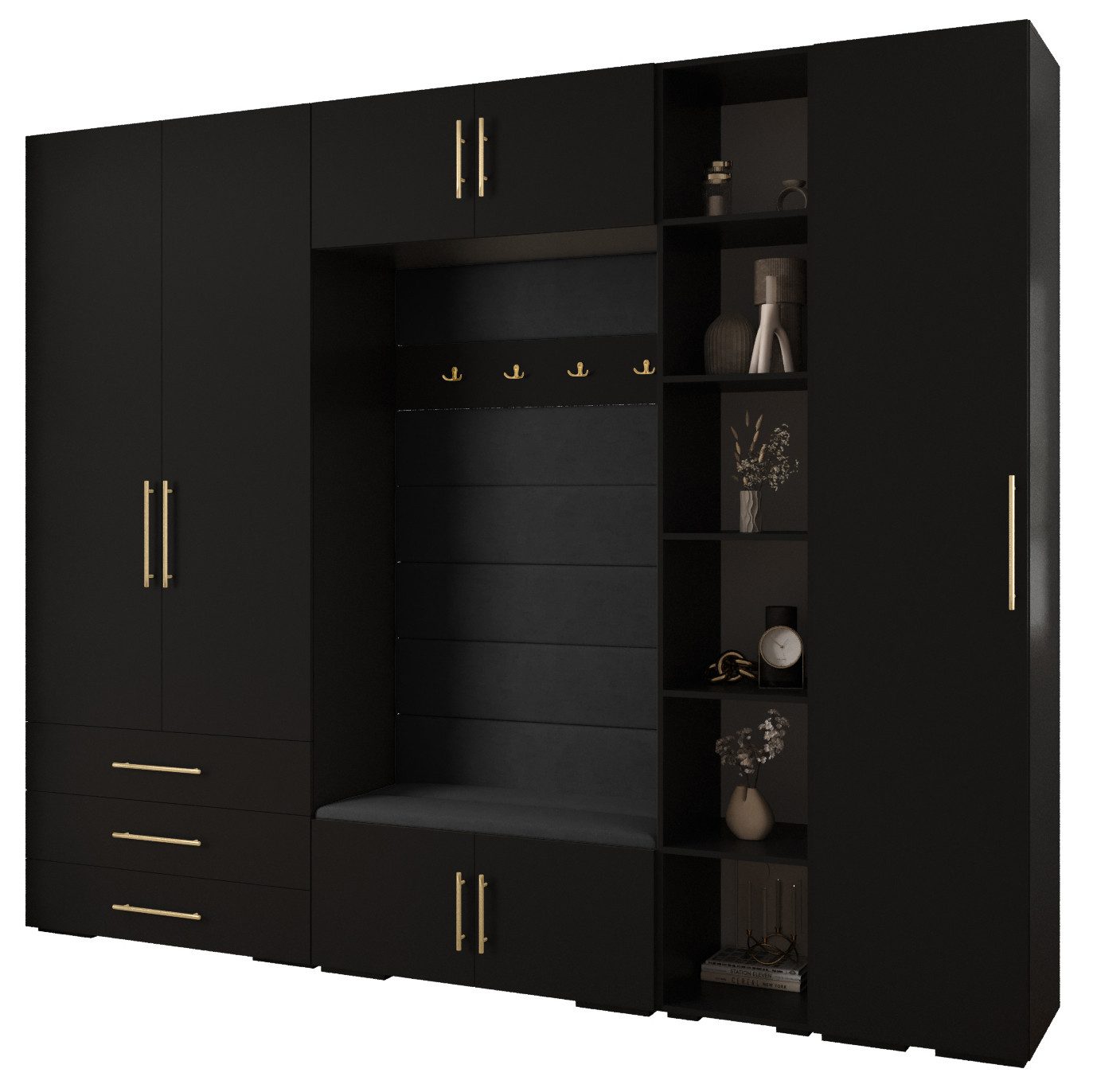 ABIKS MÖBEL Kompaktgarderobe INOVA 3 SATZ 11 Möbelset, Garderobe mit Kleiderstange und Regalen