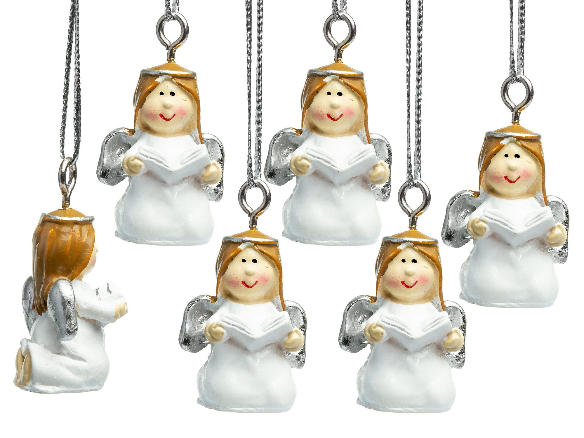 SIKORA Christbaumschmuck BS691 Mini Engel Figuren Weihnachtsbaum Anhänger 6er Set