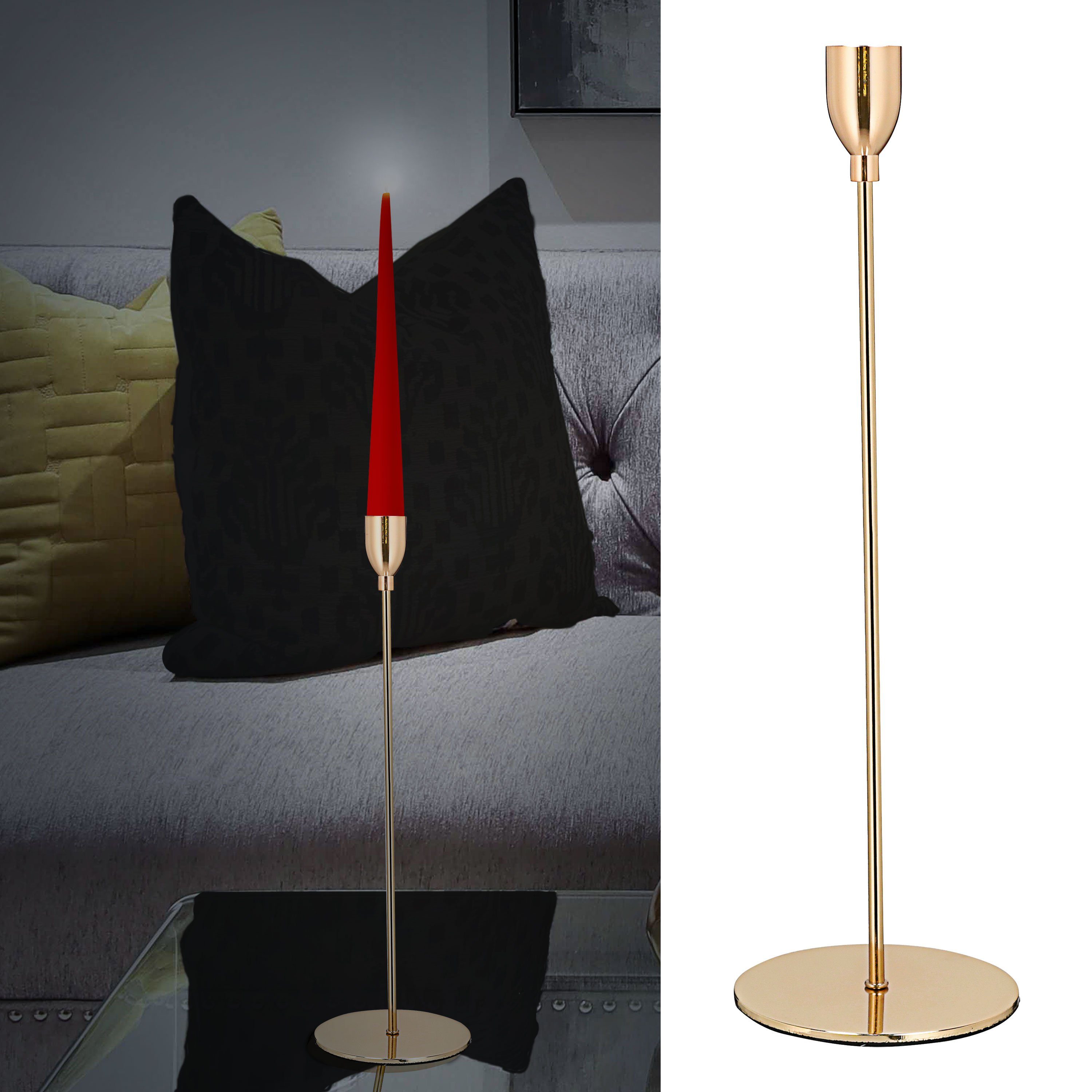 CEPEWA Kerzenständer Kerzenständer Shiny Gold 33cm Eisen Kratzschutz Stabke günstig online kaufen