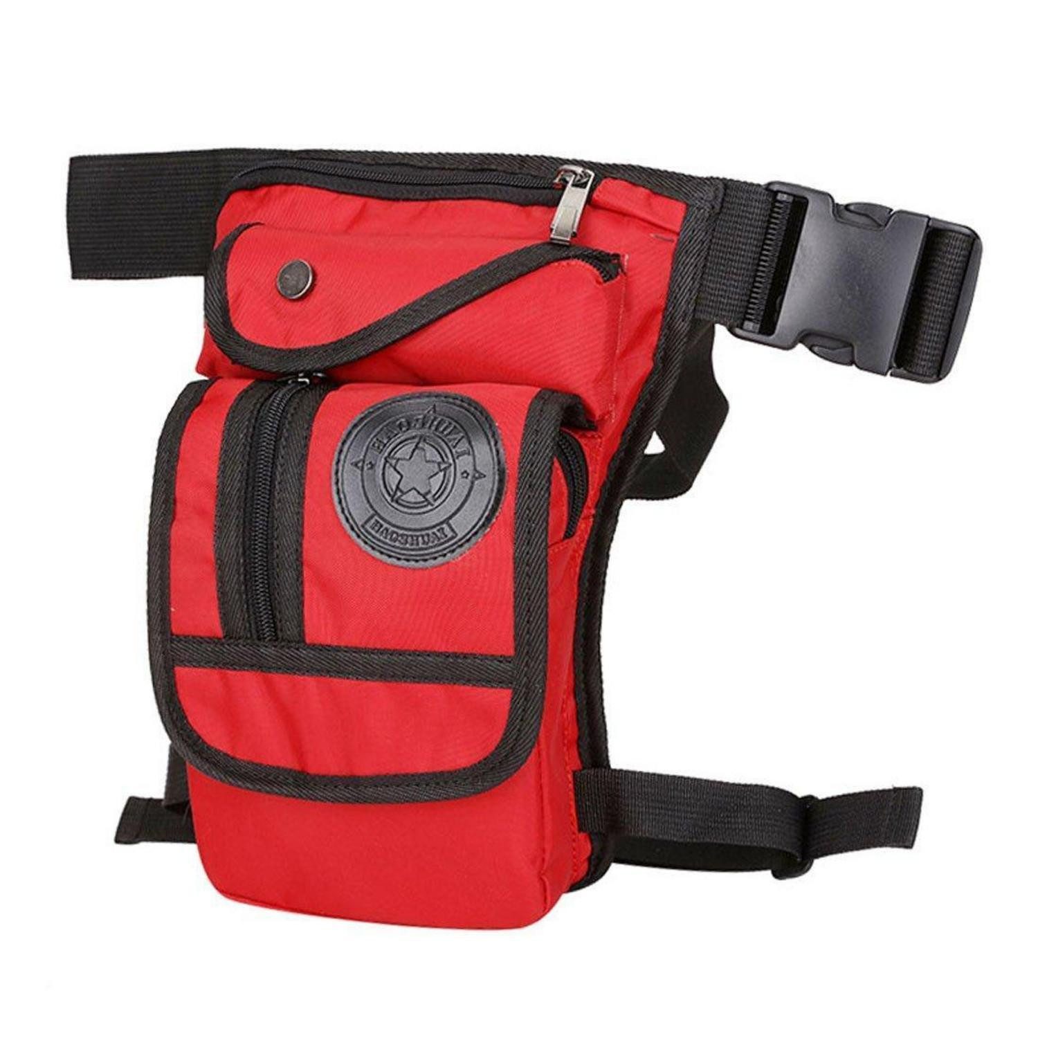 LuxusKollektion Beintasche Beintasche Motorrad Canvas Hüfttasche Reitertasche Leg #13red(nylon)