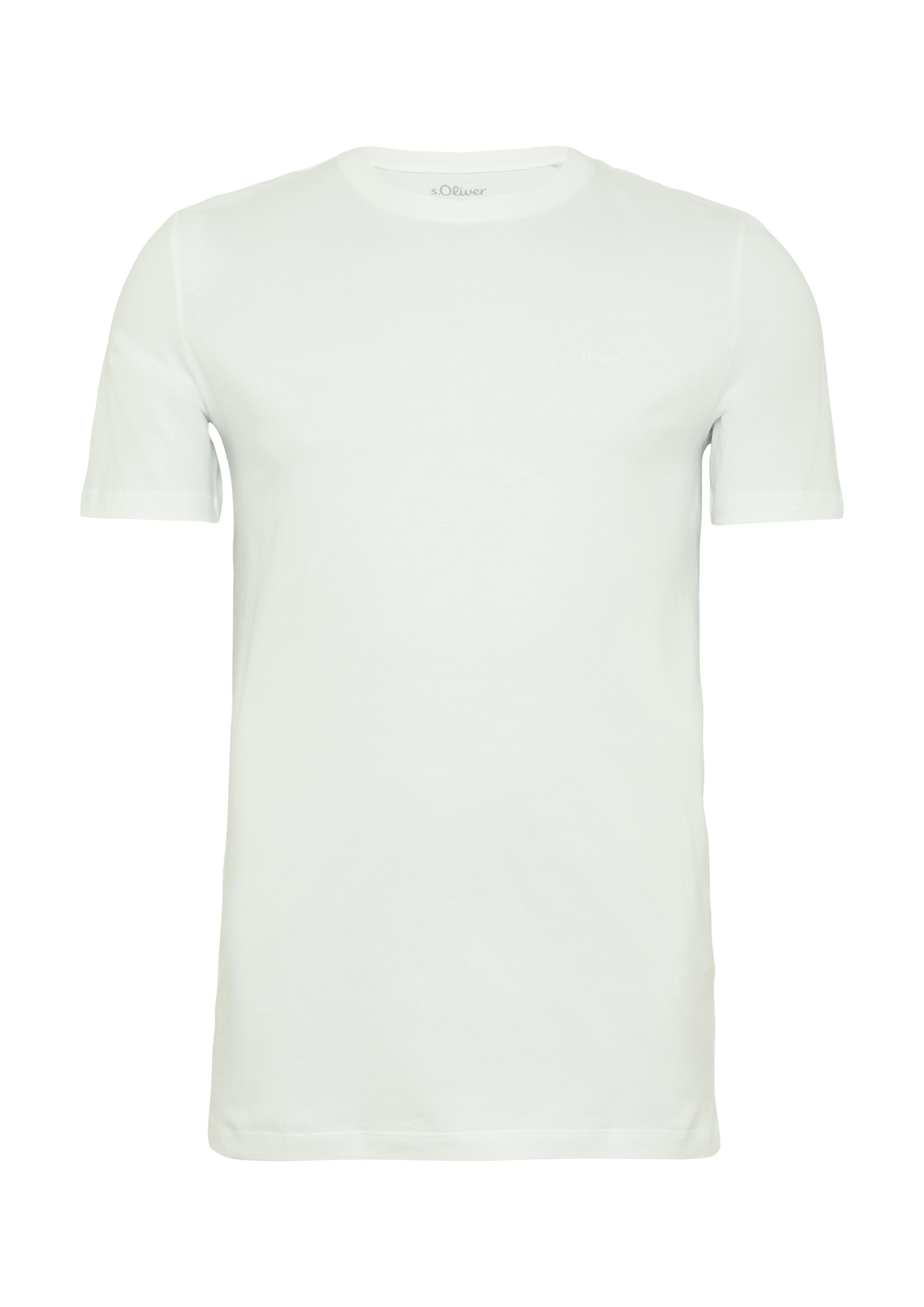 s.Oliver Kurzarmshirt Baumwoll-T-Shirt mit kleinem Logo-Print günstig online kaufen